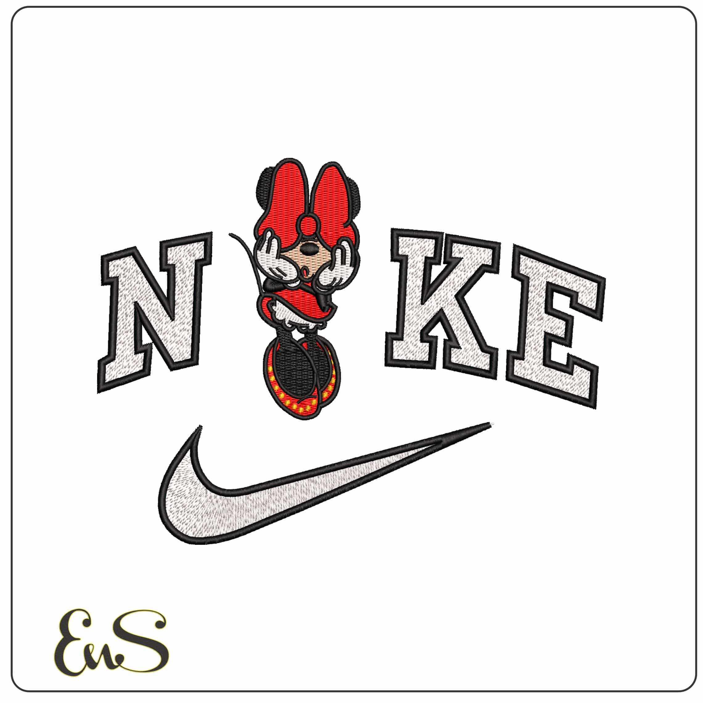 Nike Minnie Mouse Hiding behind Bow Disney   - Elegant embroidery design file-instant download