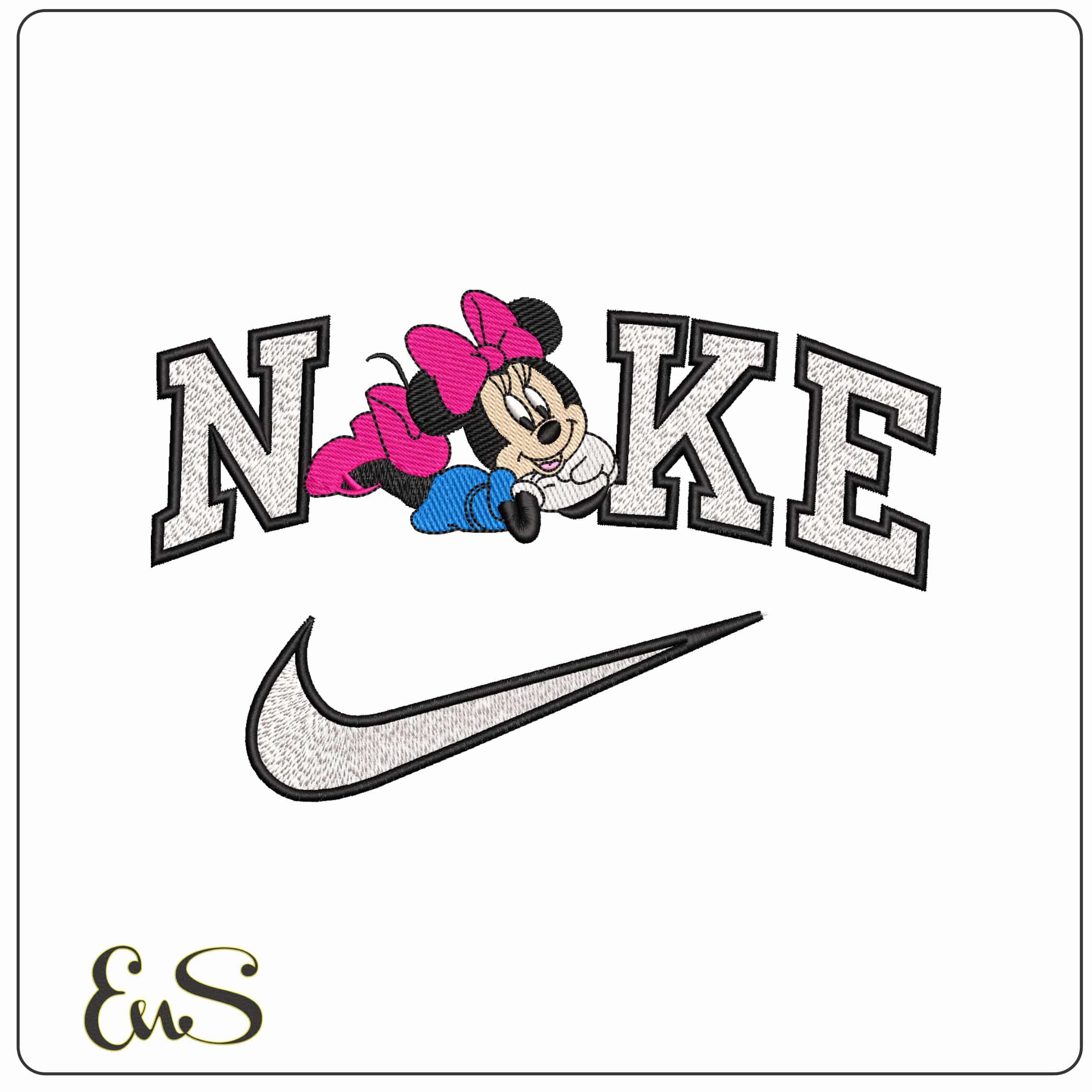 Nike Minnie Mouse Laying down Posing Disney   - Elegant embroidery design file-instant download
