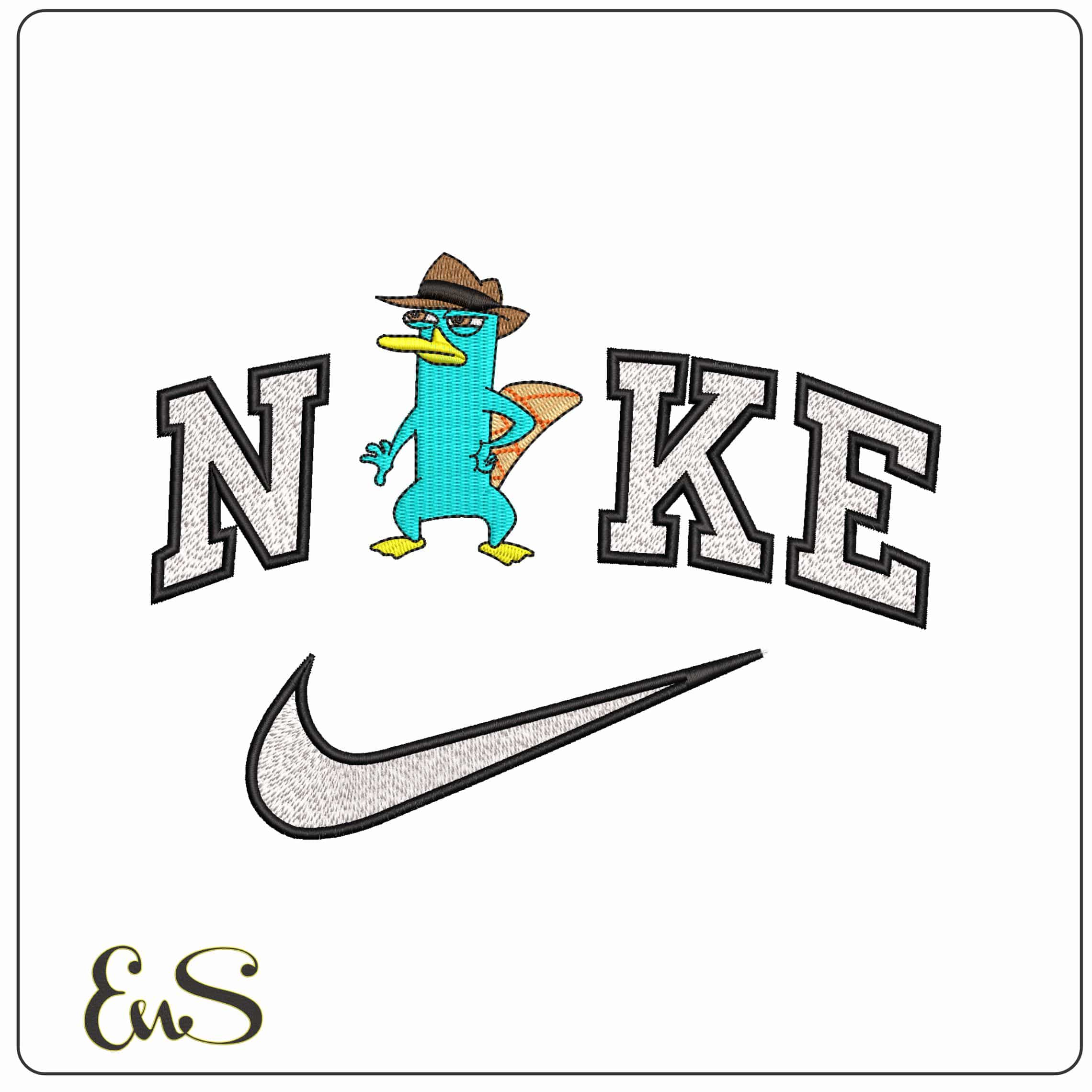 Nike Perry the Platypus Agent PI Phineas and Ferb Cartoon - Elegant embroidery design file-instant download
