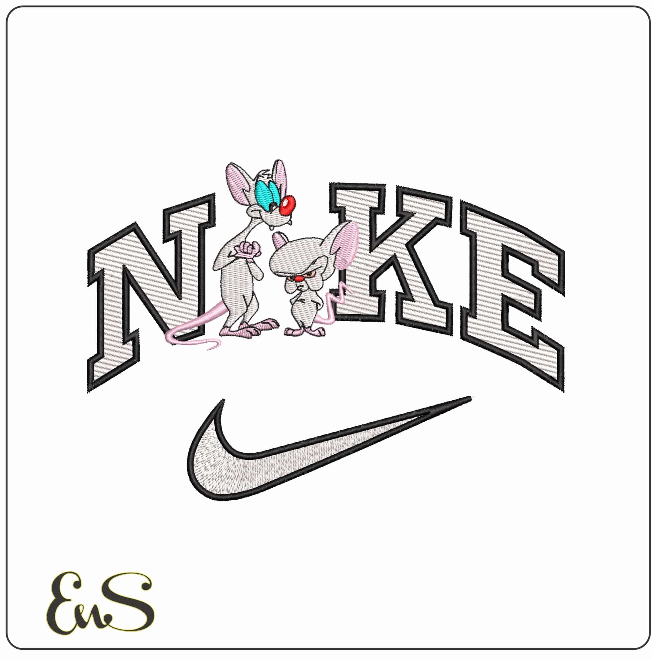 Nike Pinky Brain Mouse Pinky and the Brain Cartoon - Elegant embroidery design file-instant download