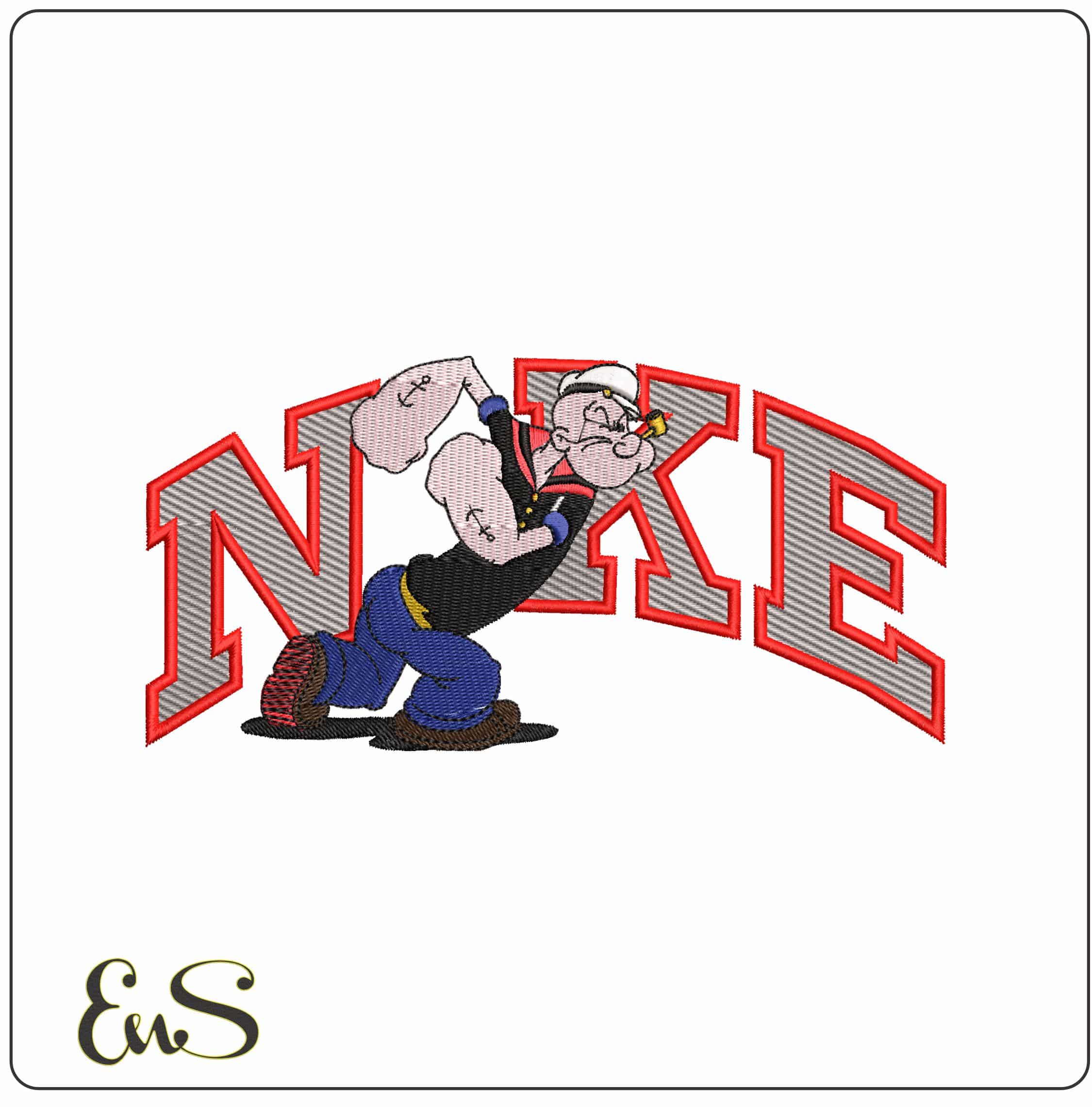 Nike Popeye with Charging - Elegant embroidery design file-instant download