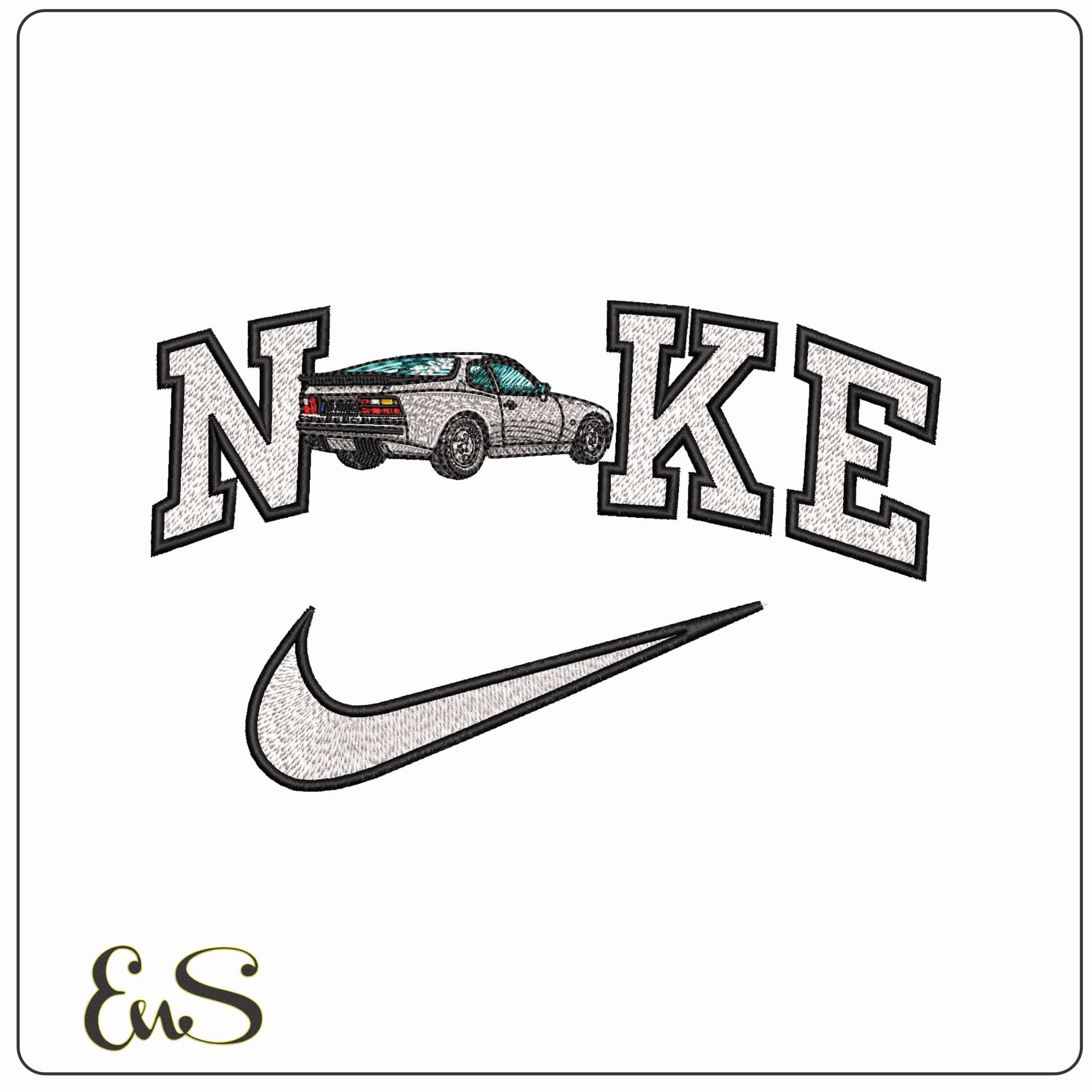 Nike Porsche auto 944 - Elegant embroidery design file-instant download