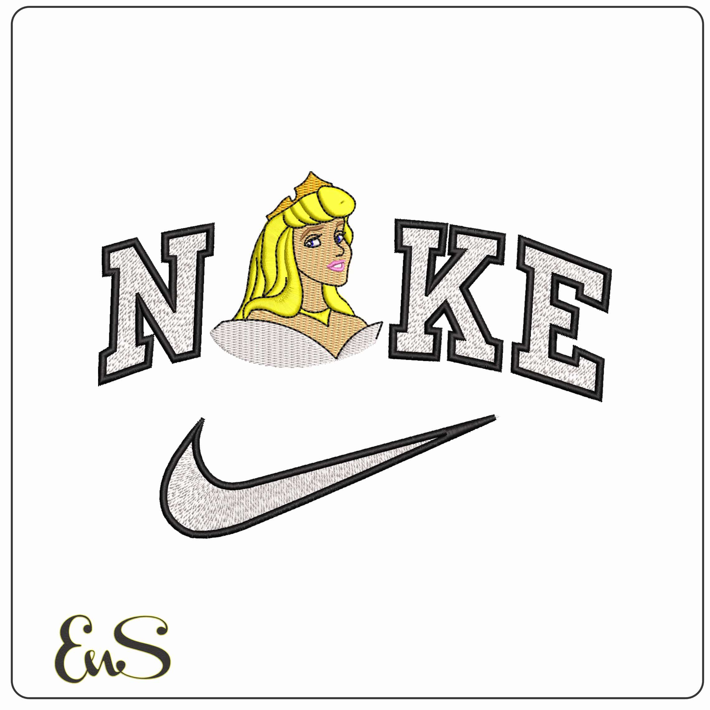 Nike Princess Aurora Sleeping Beauty Disney - Elegant embroidery design file-instant download