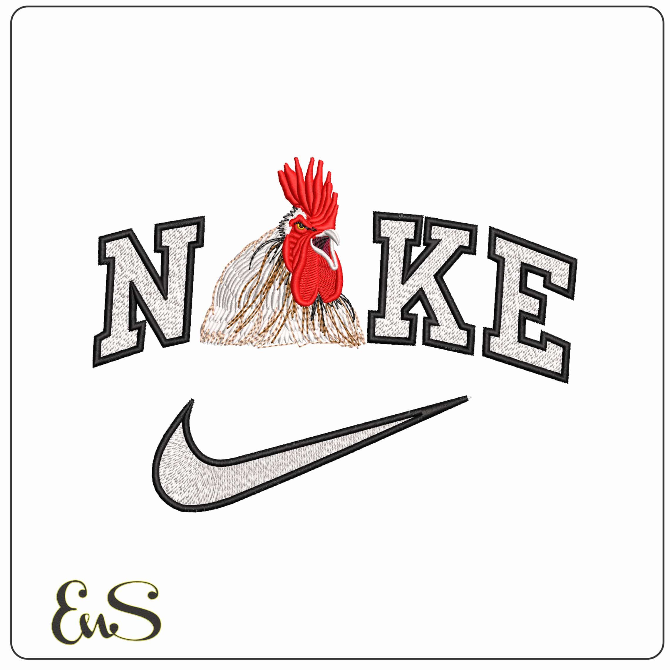 Nike Roaster Crowing  - Elegant embroidery design file-instant download