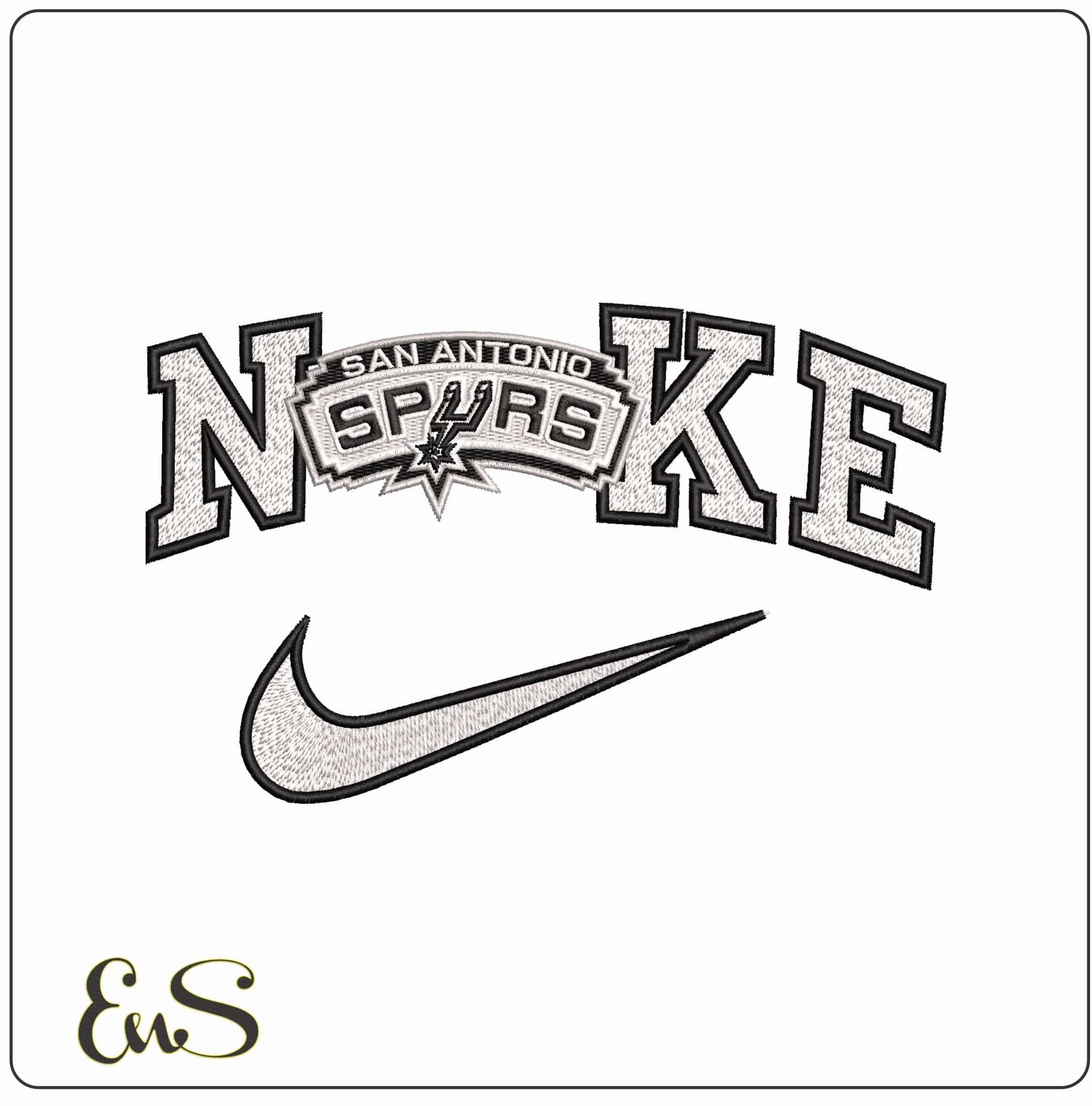 Nike San Antonio Spurs NBA  - Elegant embroidery design file-instant download