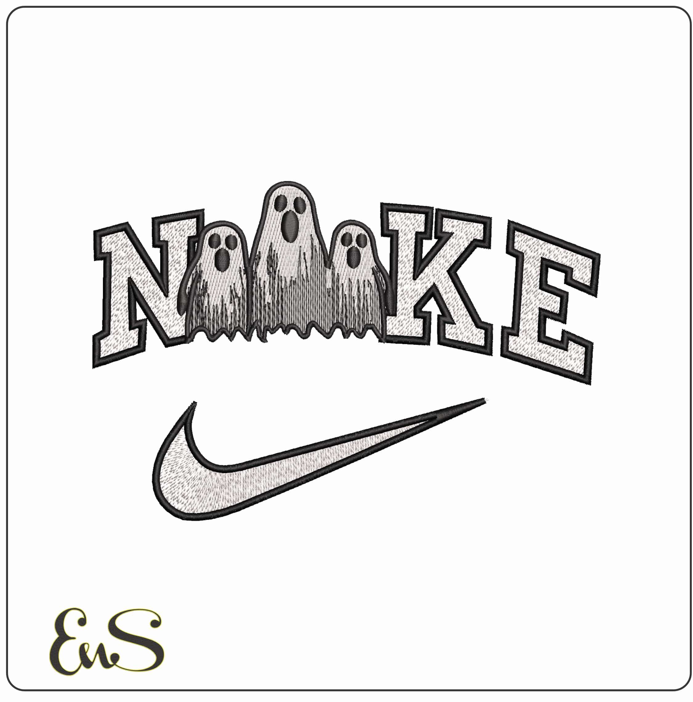Nike Screaming Ghosts - Elegant embroidery design file-instant download