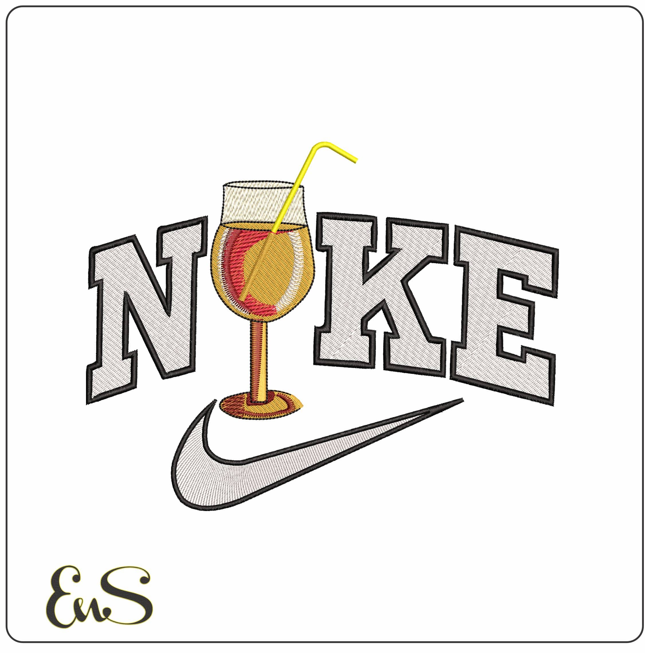 Nike Sex on Beach Cocktail  - Elegant embroidery design file-instant download