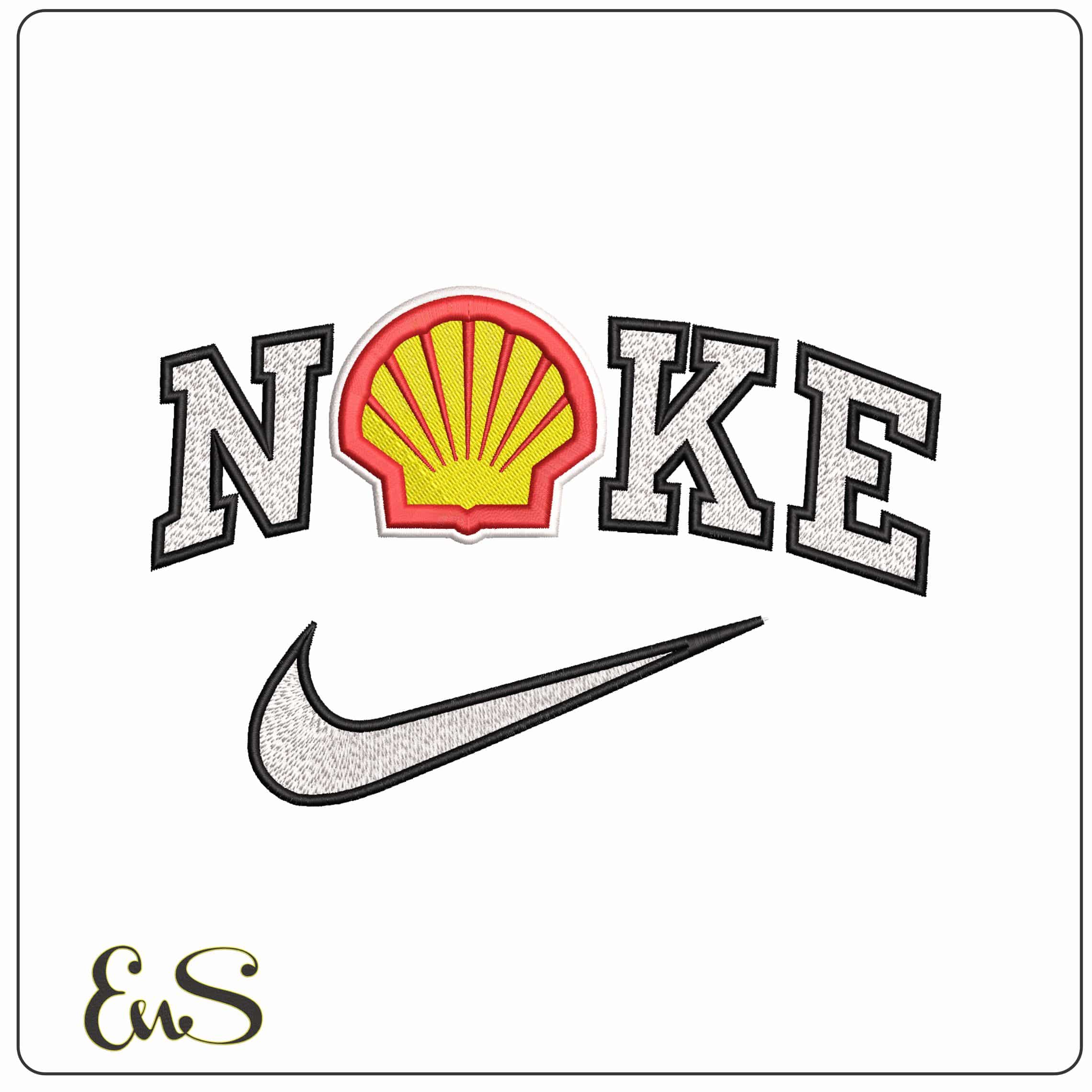 Nike Shell Logo Brand - Elegant embroidery design file-instant download