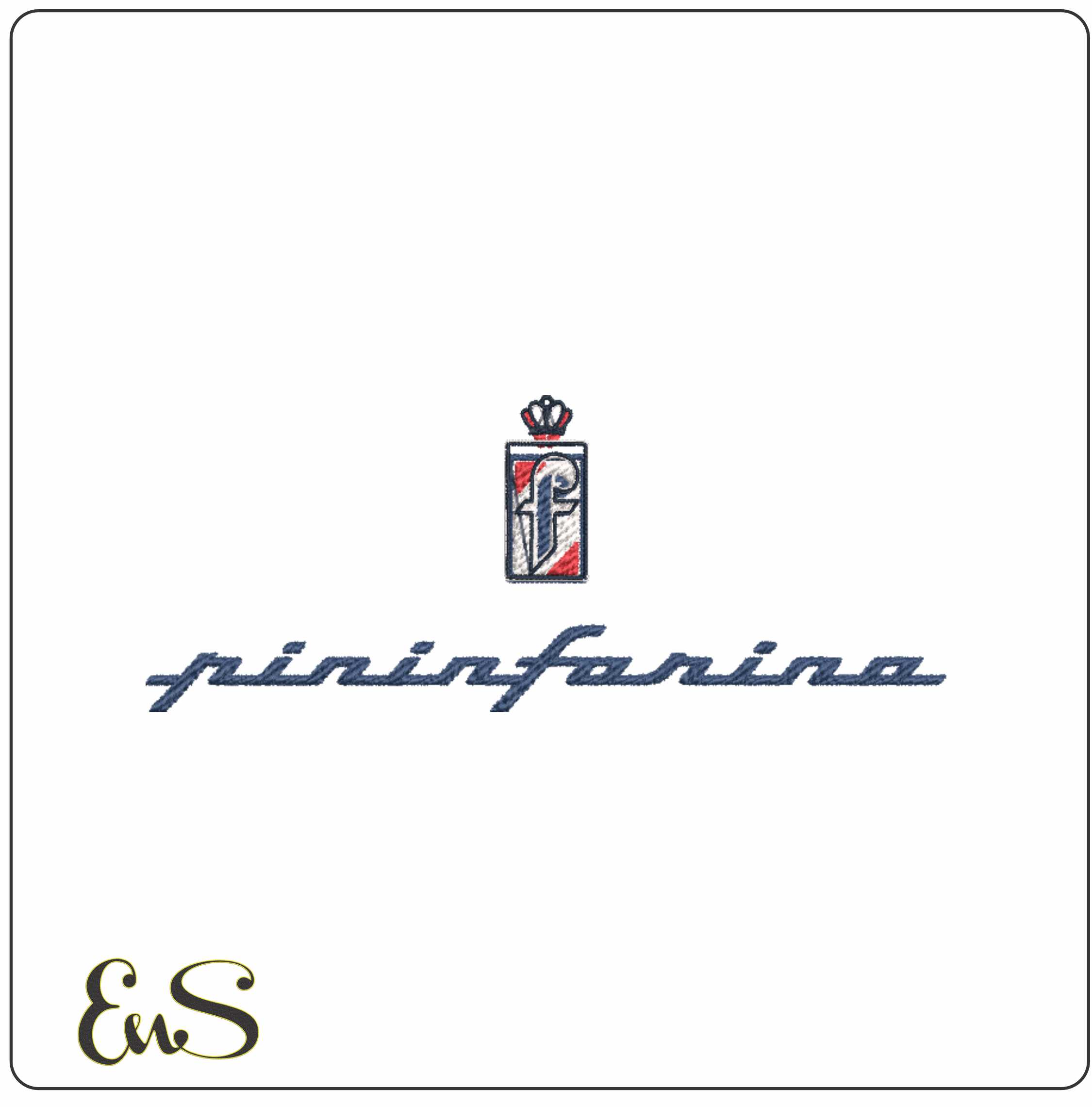 Italian Car Logo embroidery design - Pinin farina design machine pattern Car Auto Company embroidery file instant download in a frame