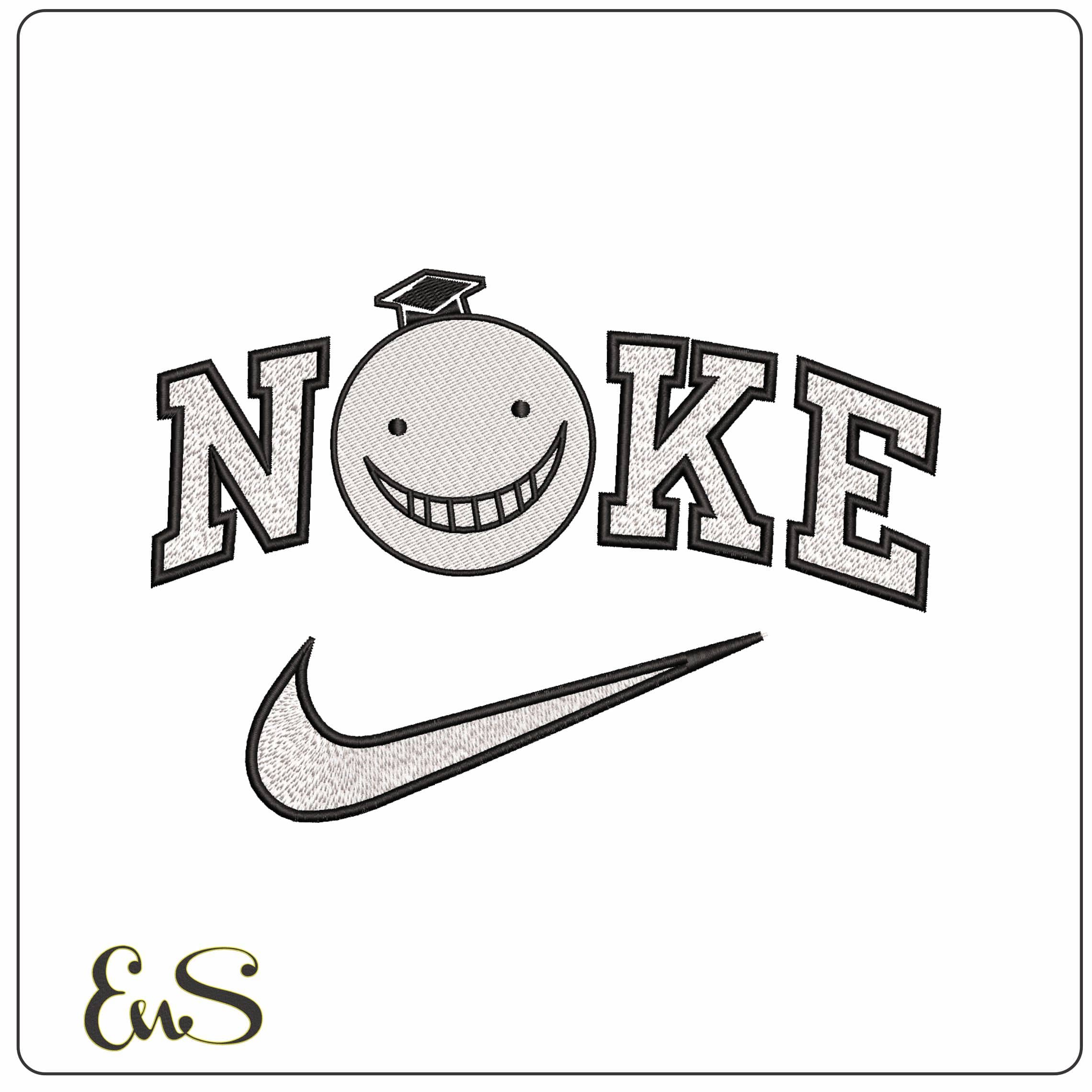Nike Smile Professor Head - Elegant embroidery design file-instant download