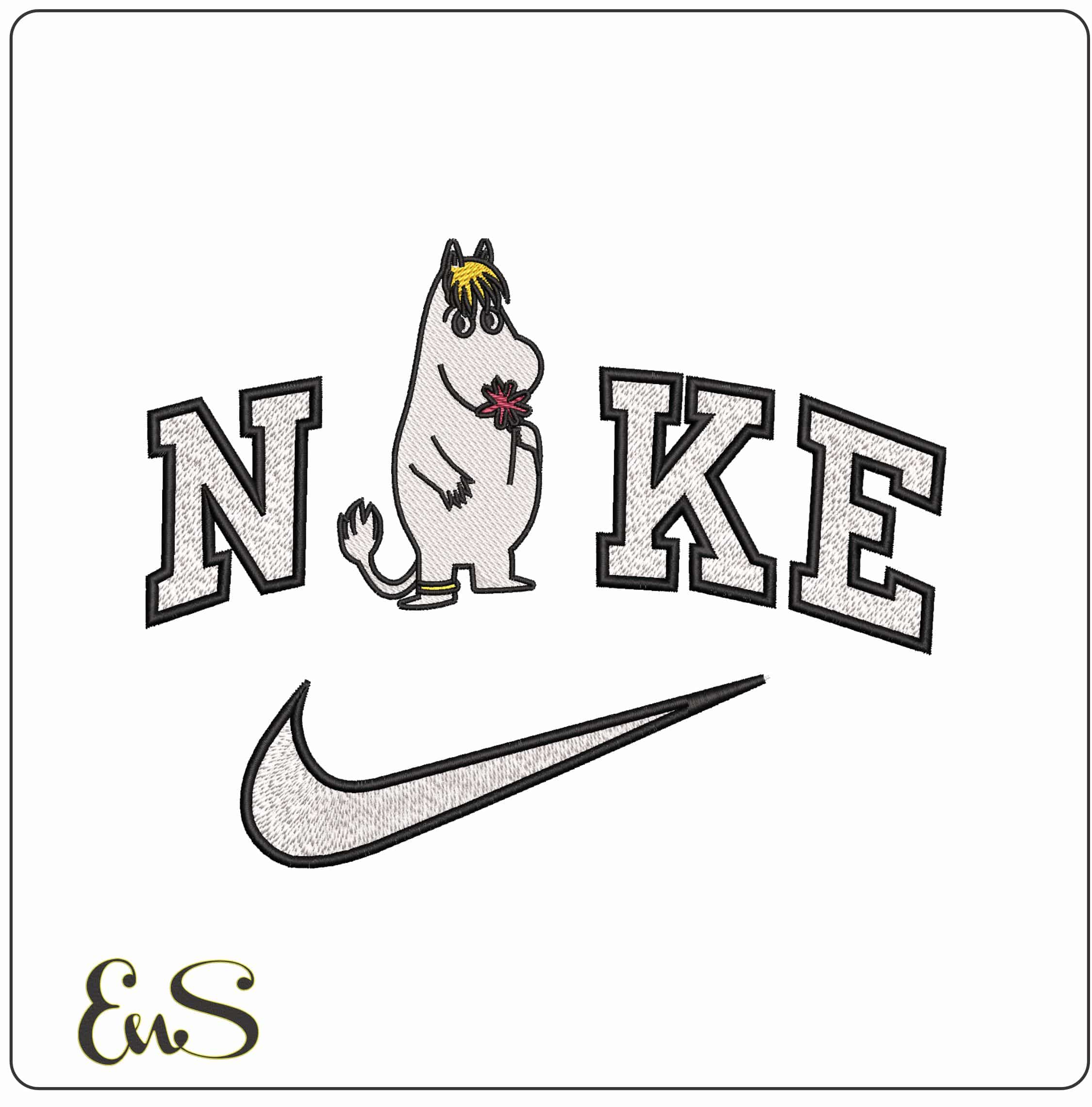Nike Snorkmaiden holding Flower Moomin - Elegant embroidery design file-instant download
