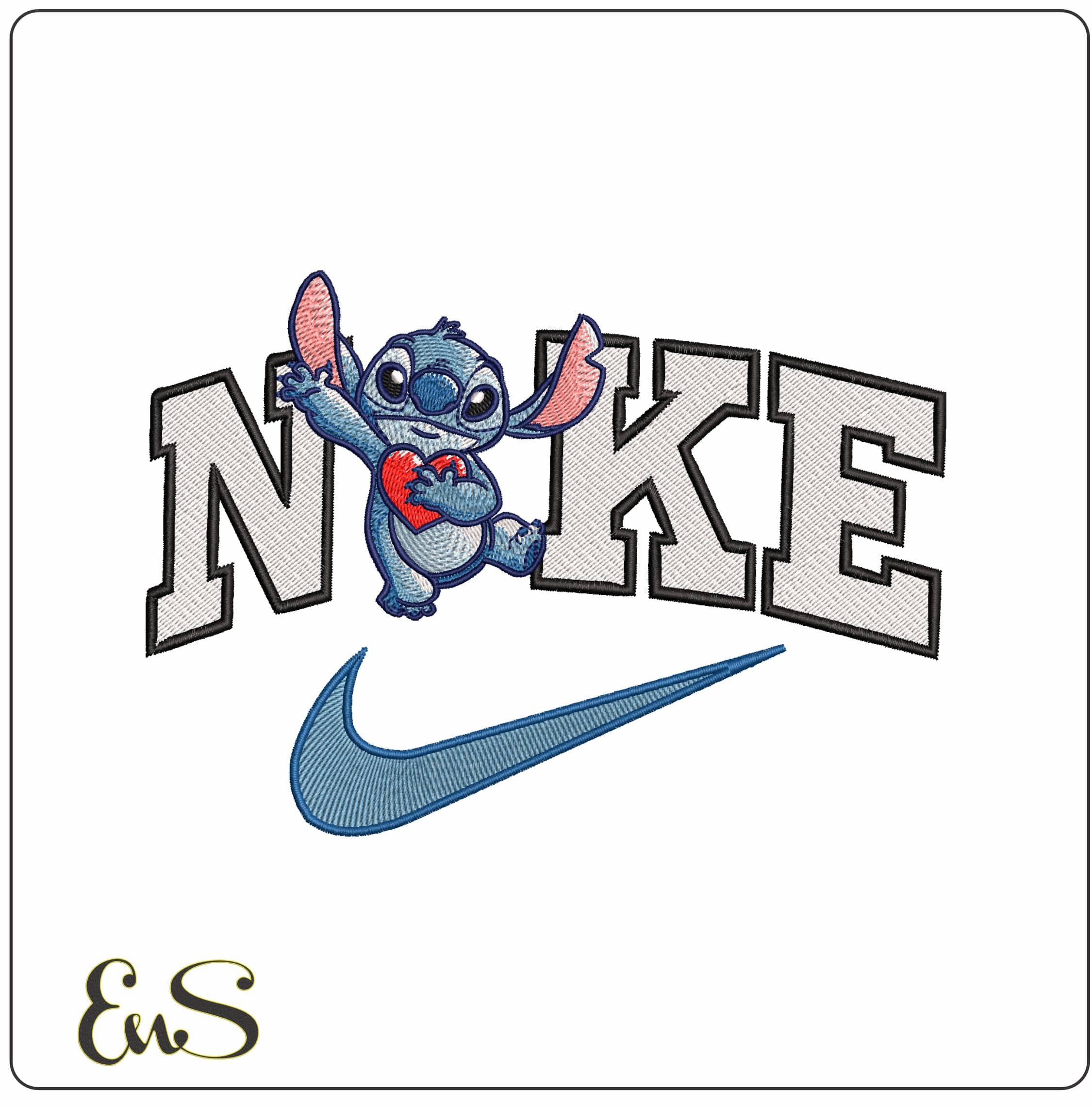 Nike Stitch Heart - Elegant embroidery design file-instant download