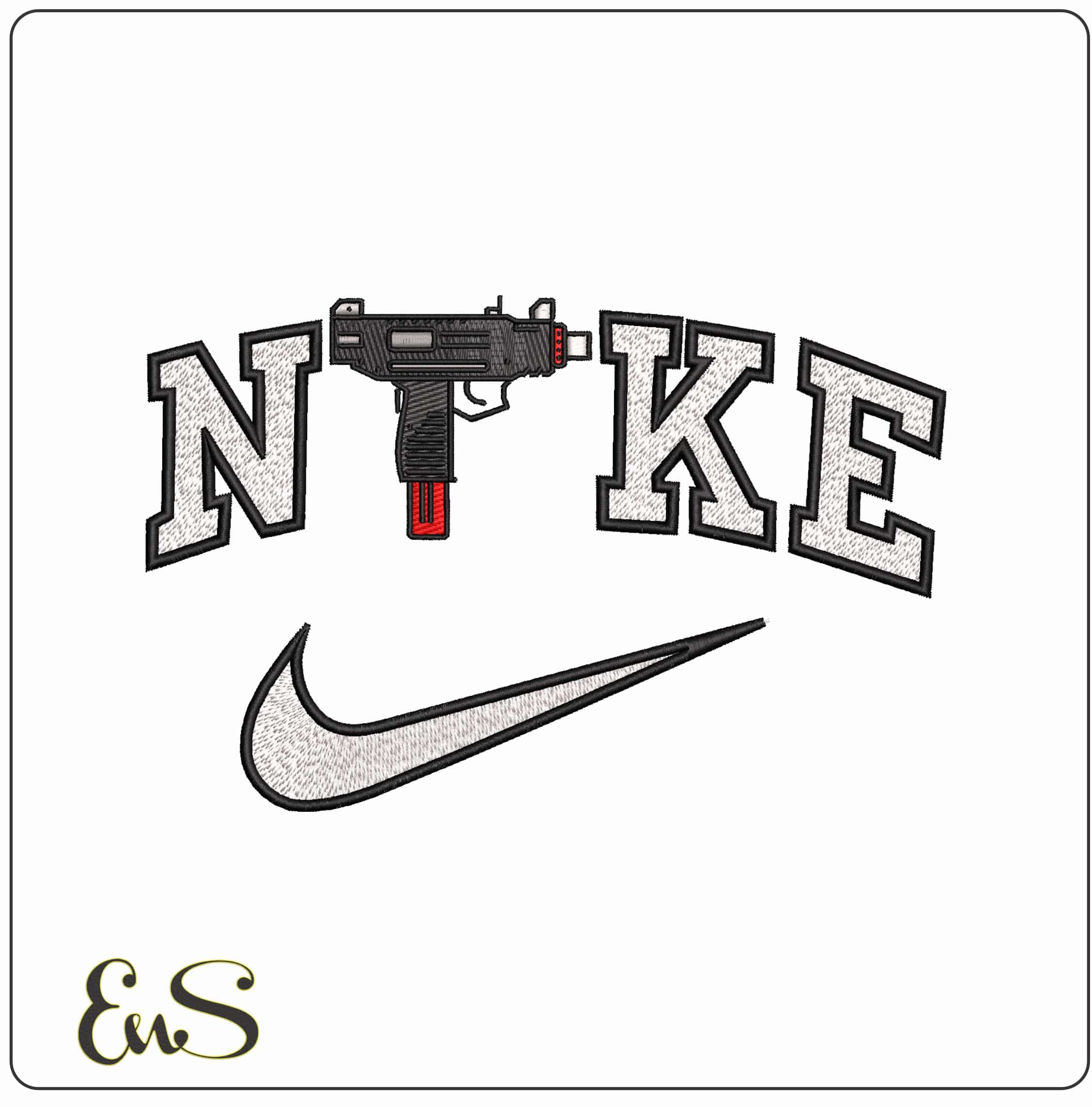 Nike Sub Machine Gun emoji  - Elegant embroidery design file-instant download