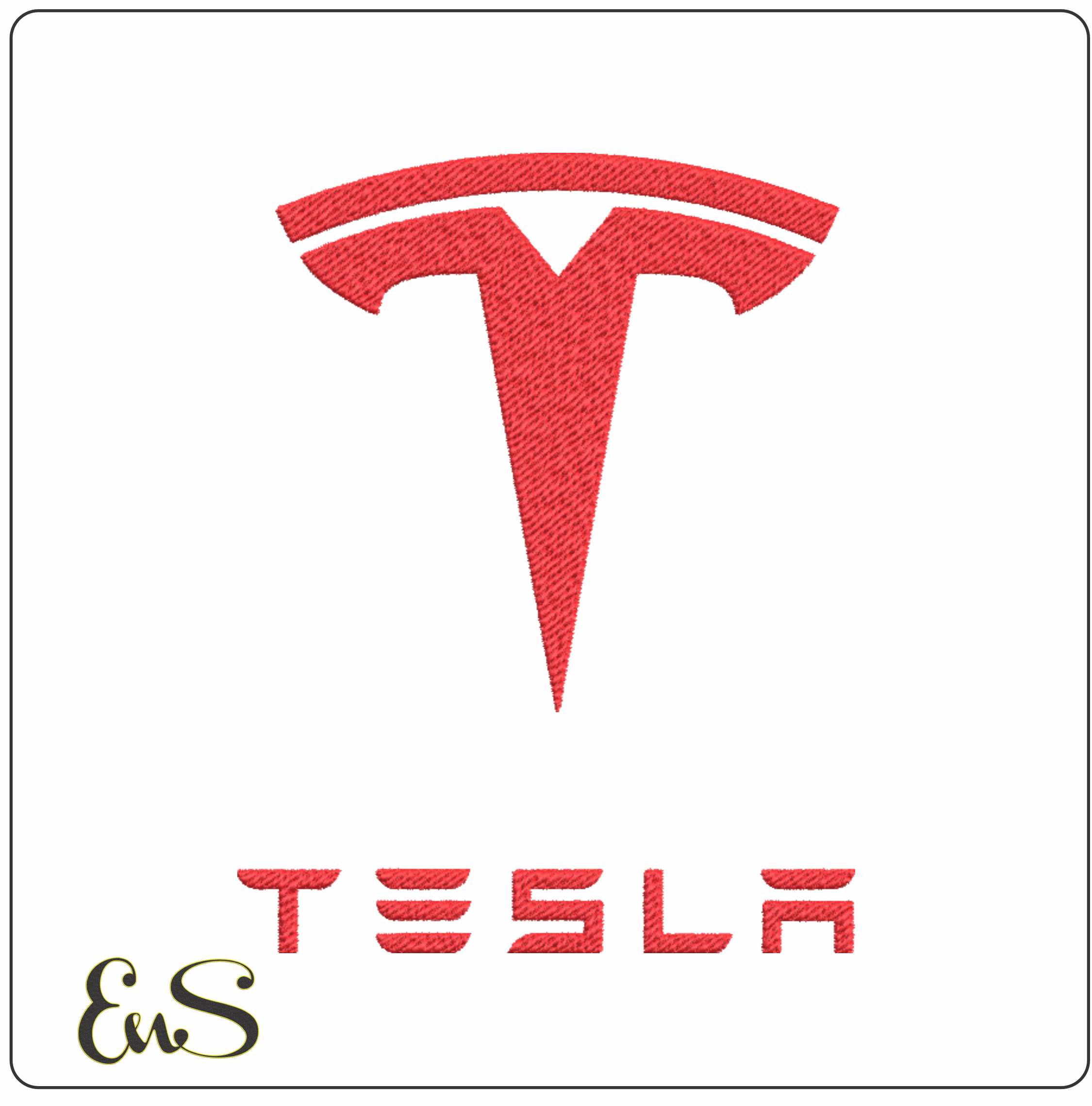 Tesla Car Logo embroidery design - Iconic Logo design machine pattern Car Auto Company embroidery file instant download in a frame