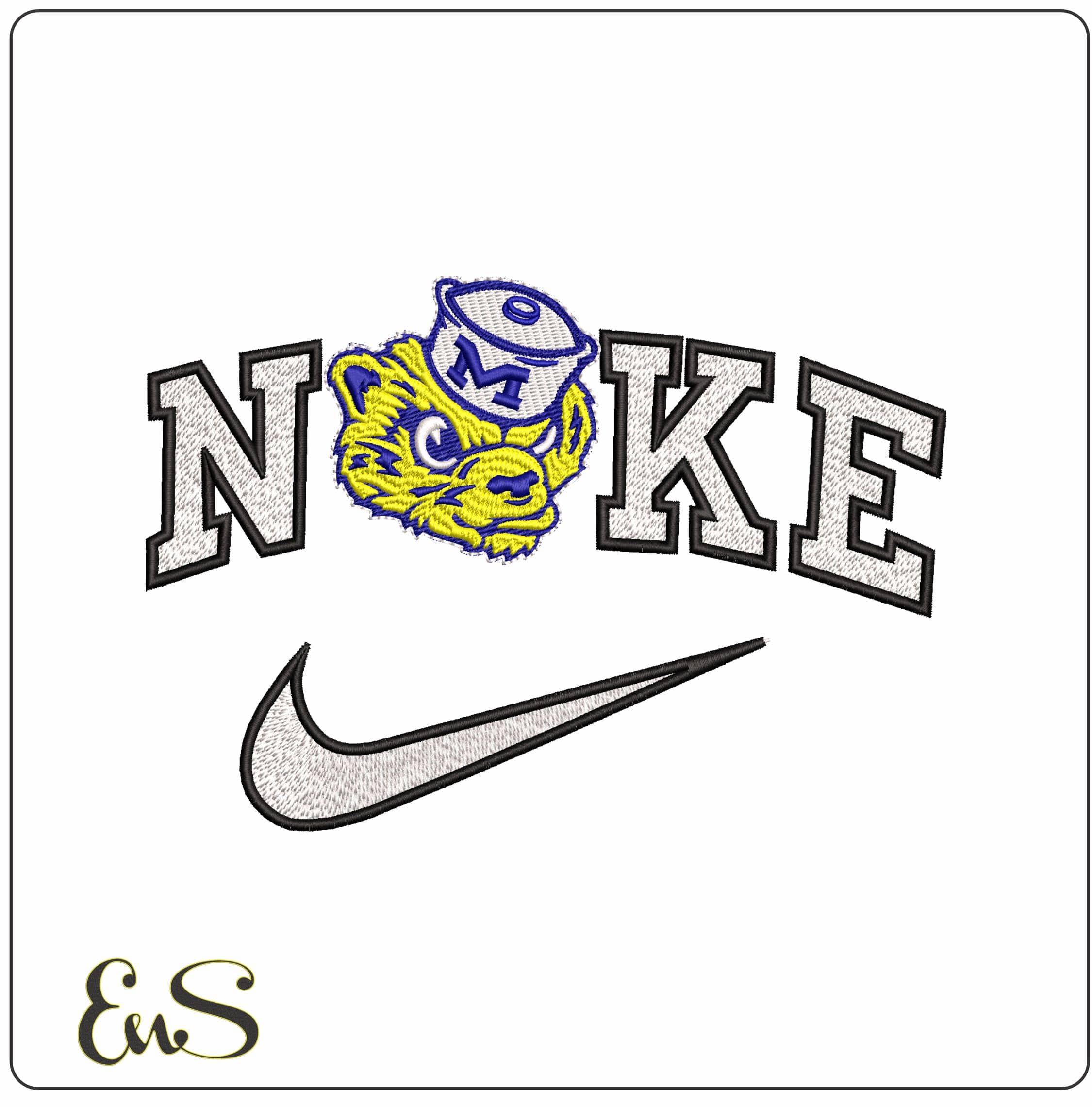 Nike University of Michigan Wolverines College - Elegant embroidery design file-instant download