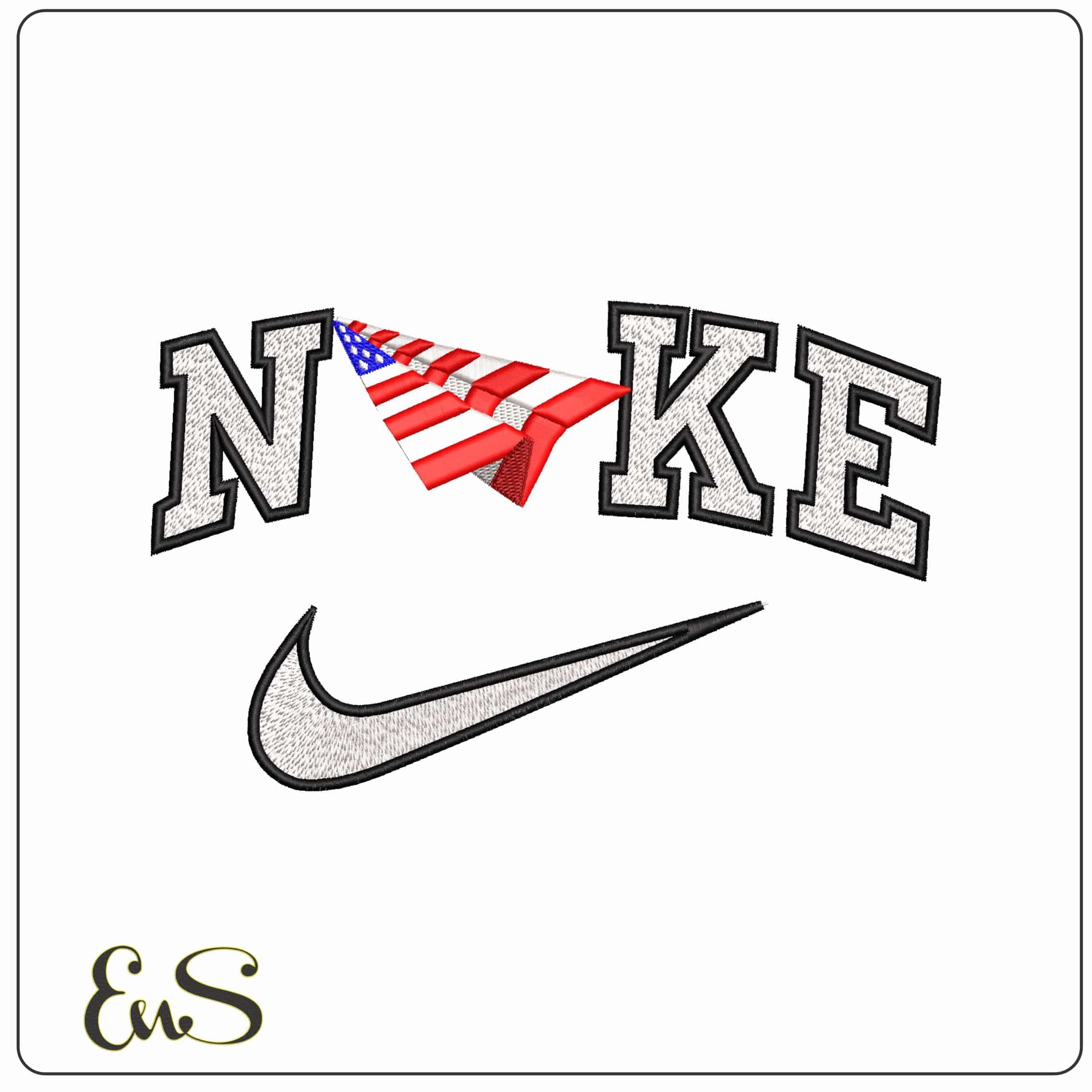 Nike USA Flag Paper Airplane  - Elegant embroidery design file-instant download