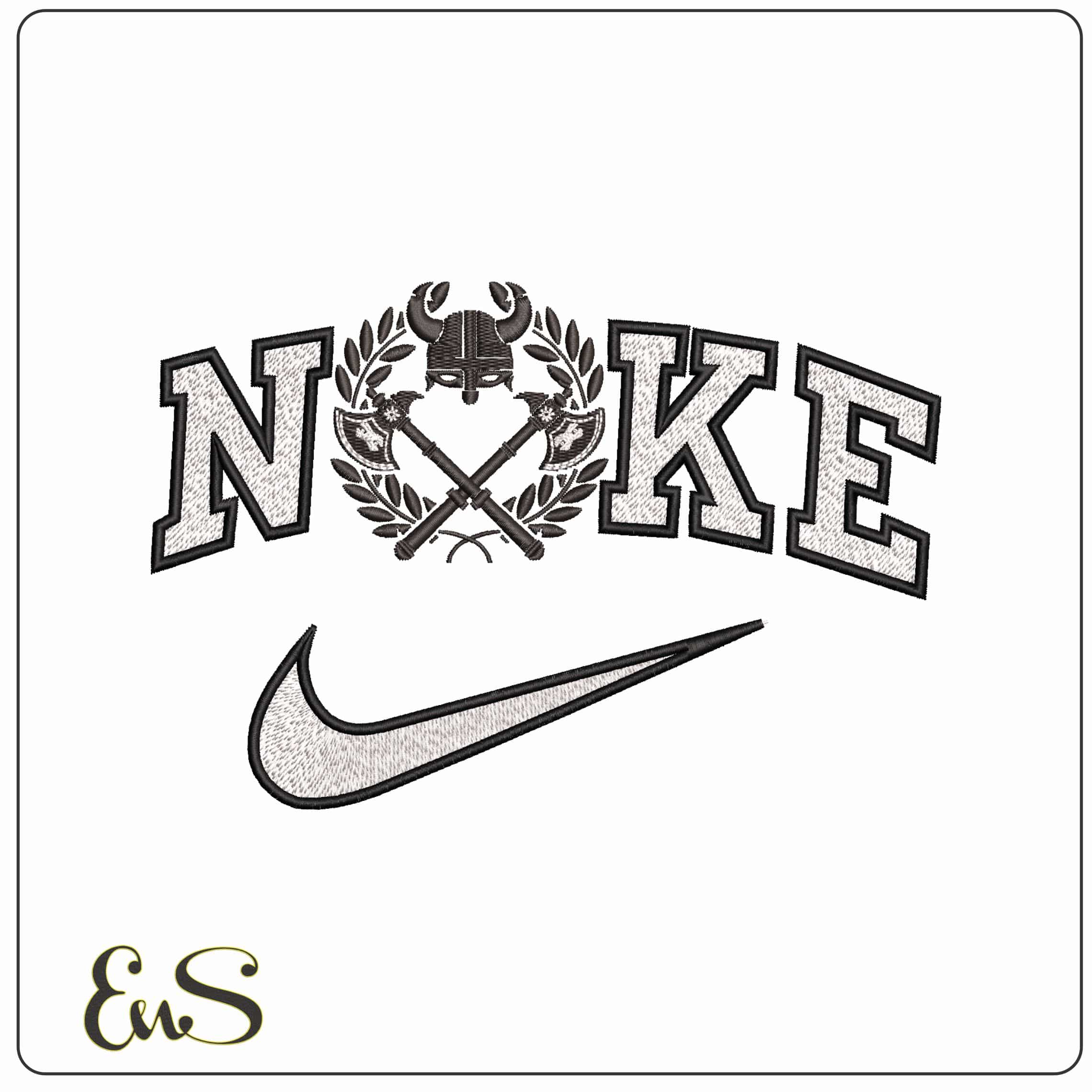 Nike Viking Axes and Helmet TV Vikings - Elegant embroidery design file-instant download