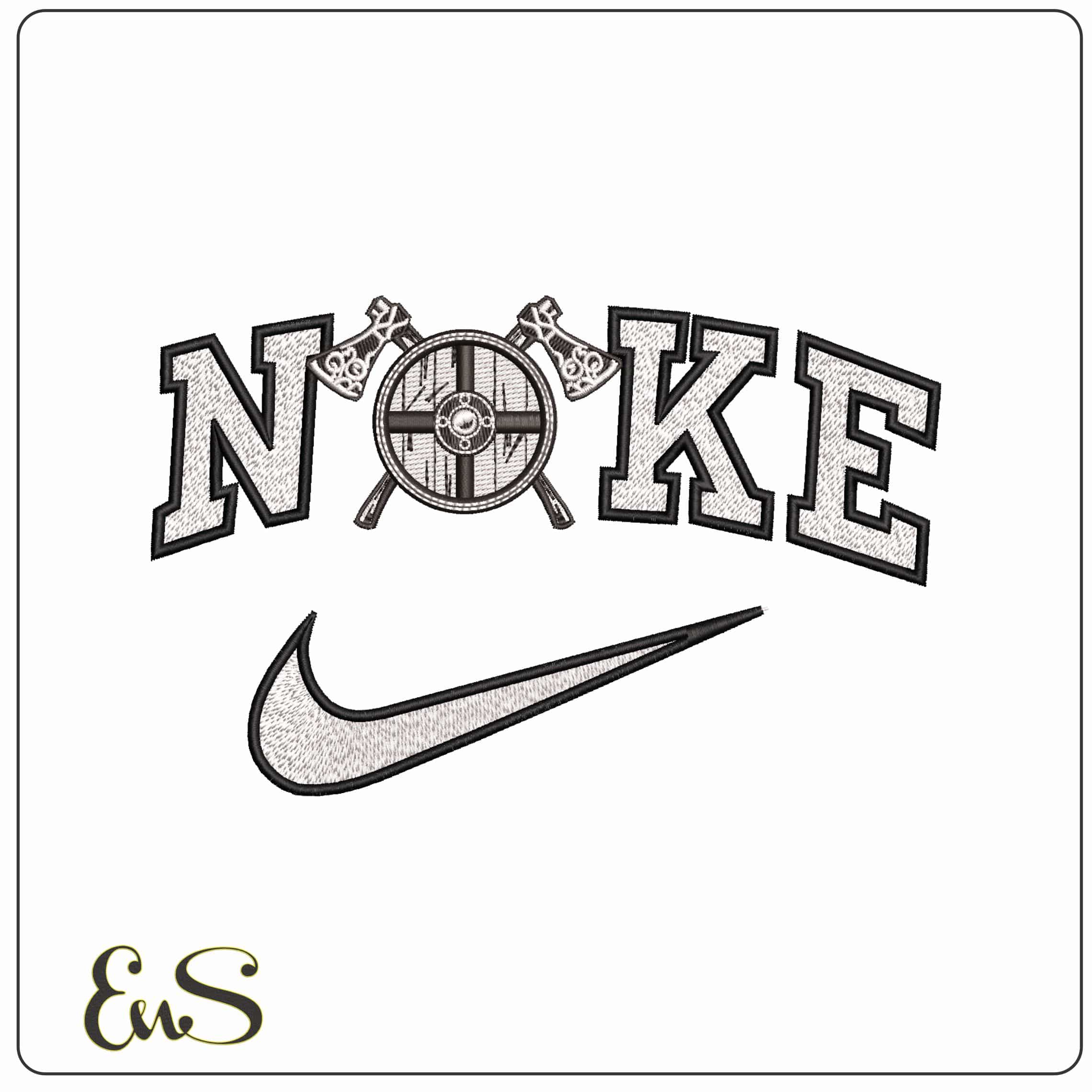 Nike Vikings Shield and Axes - Elegant embroidery design file-instant download