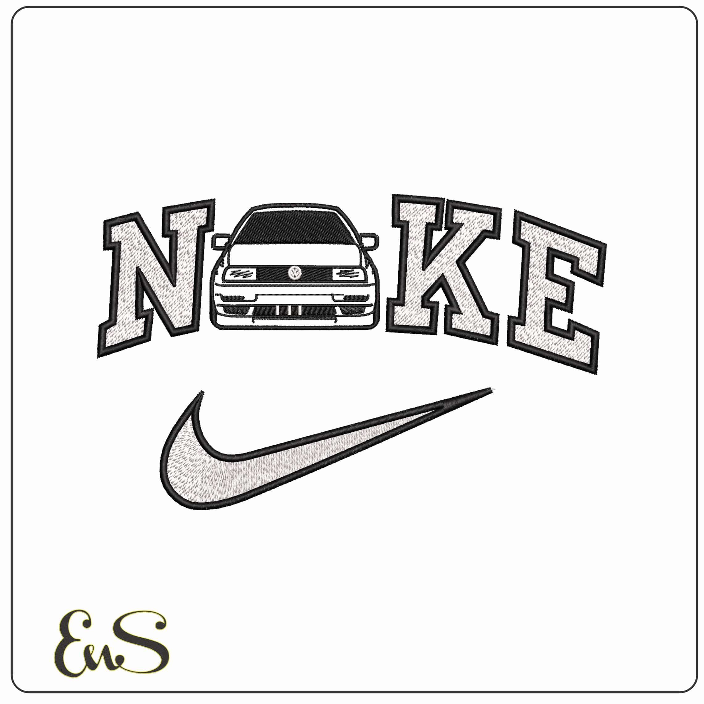Nike VW Car Outline  - Elegant embroidery design file-instant download