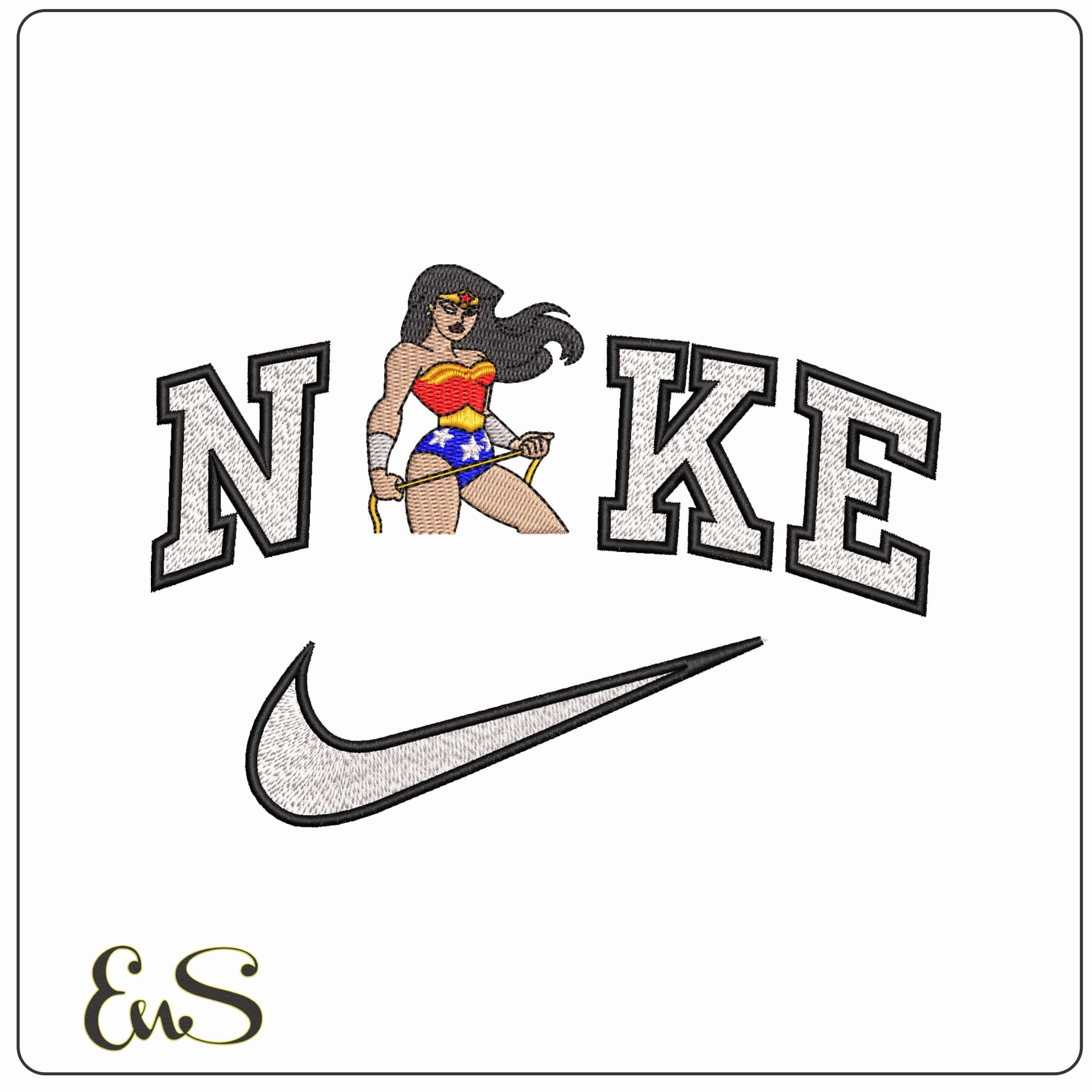 Nike Wonder Woman with Whip DC Comic  - Elegant embroidery design file-instant download