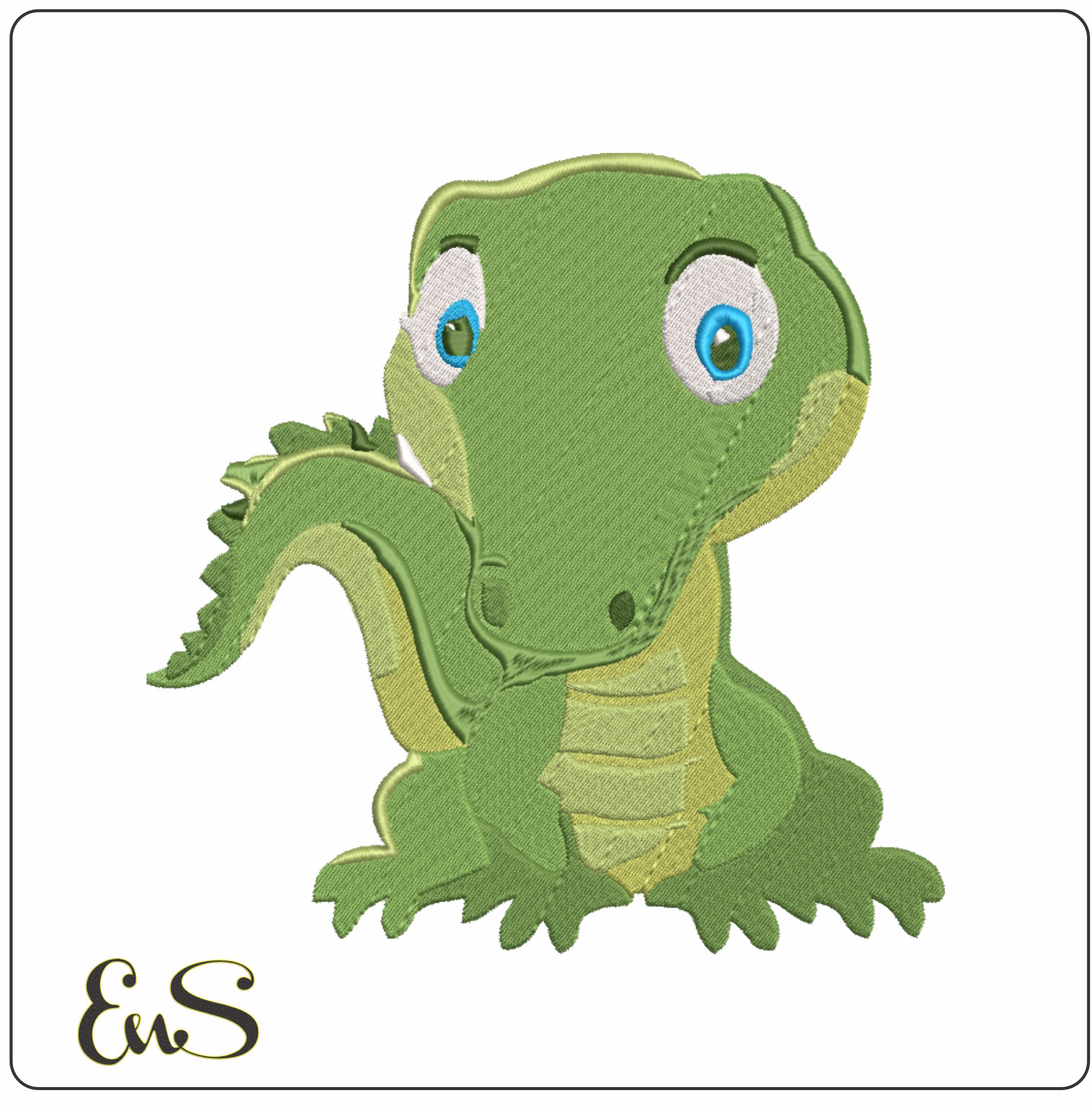 Cute Cartoon Crocodile embroidery - Croc embroidery design machine pattern - Baby toddler embroidery file - instant download in a frame