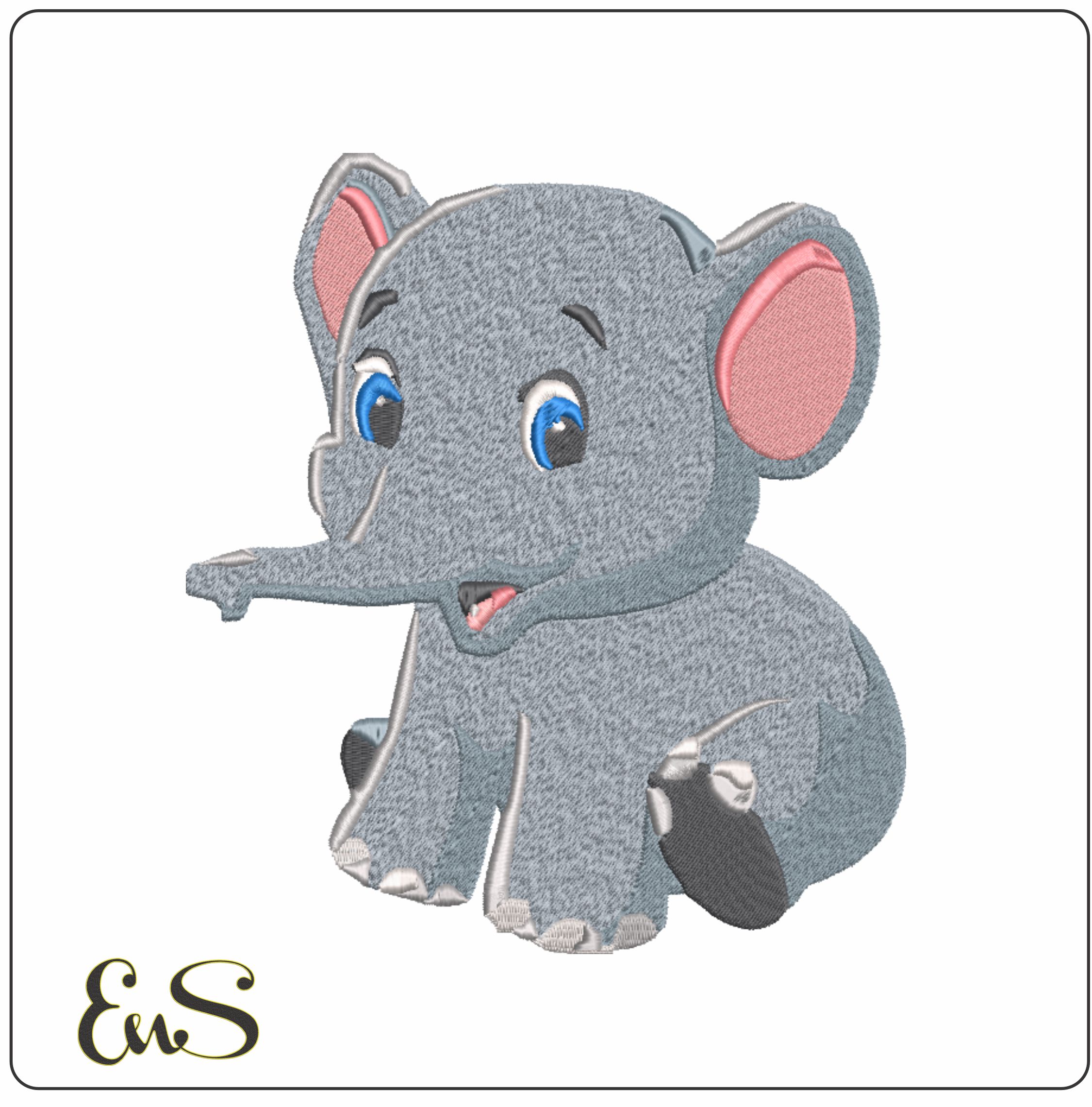 Cute Cartoon Baby Elephant embroidery design - Elle embroidery design machine pattern - Baby toddler Infant embroidery file instant download in a frame
