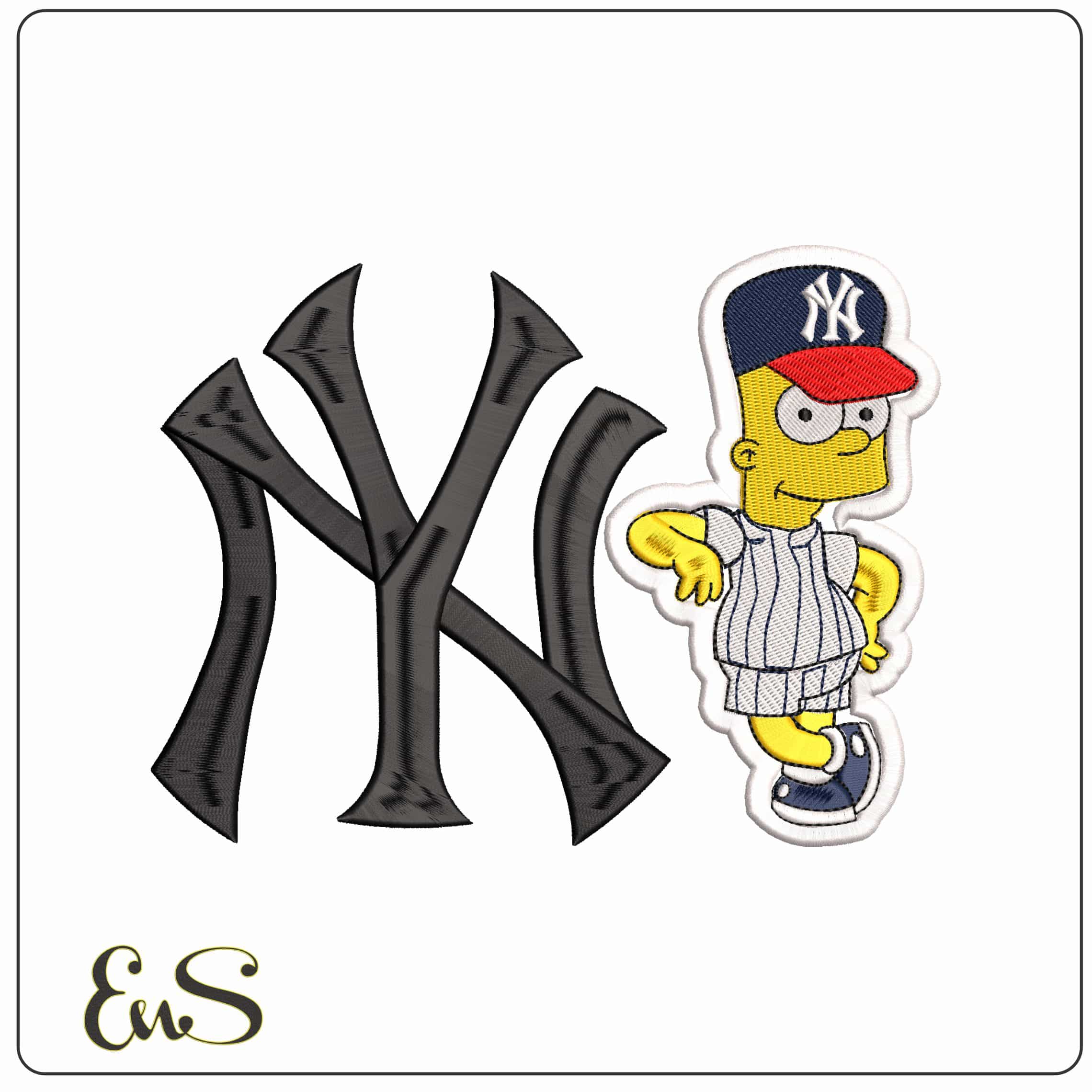 NY Bart Baseball The Simpsons - Elegant embroidery design file-instant download