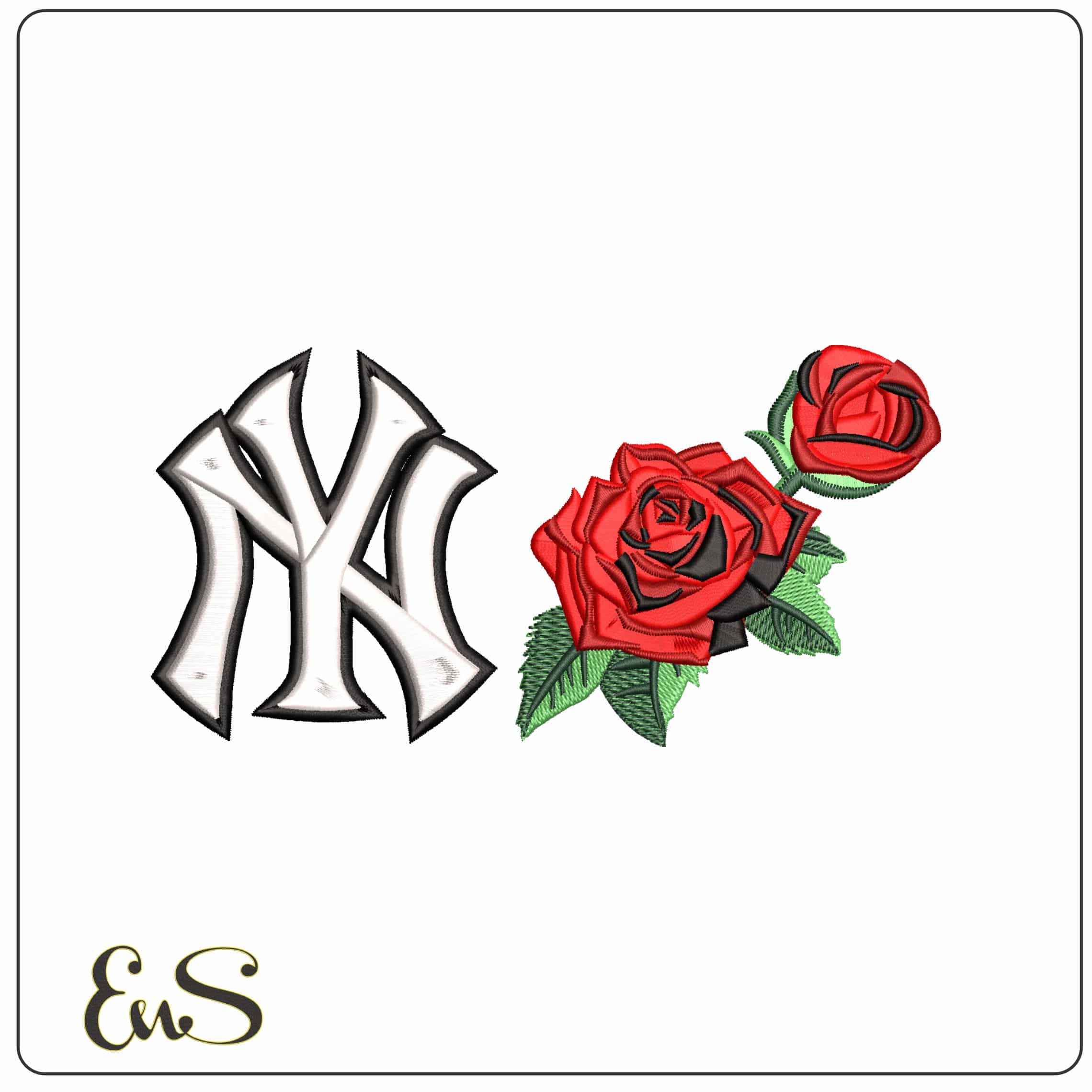NY Red Roses - Elegant embroidery design file-instant download