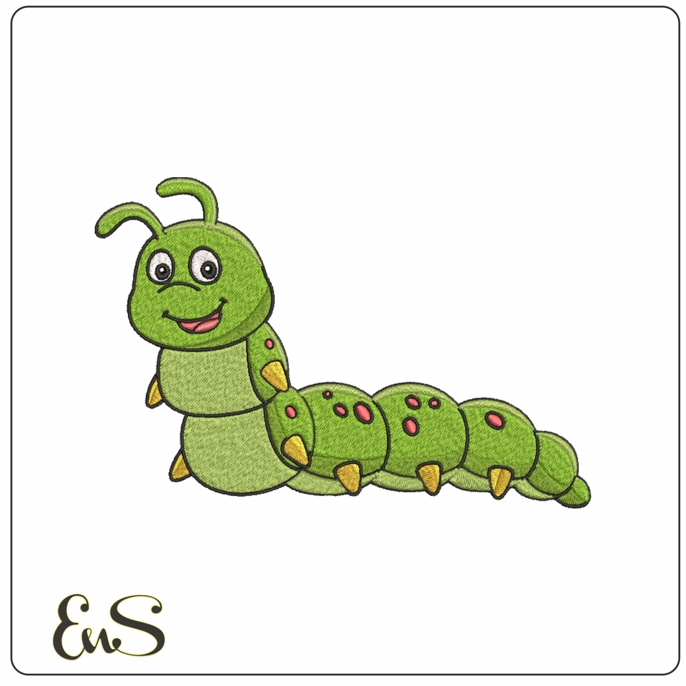 Caterpillar embroidery designs - Insect embroidery design machine pattern - Baby embroidery file - instant download Caterpillar in a frame