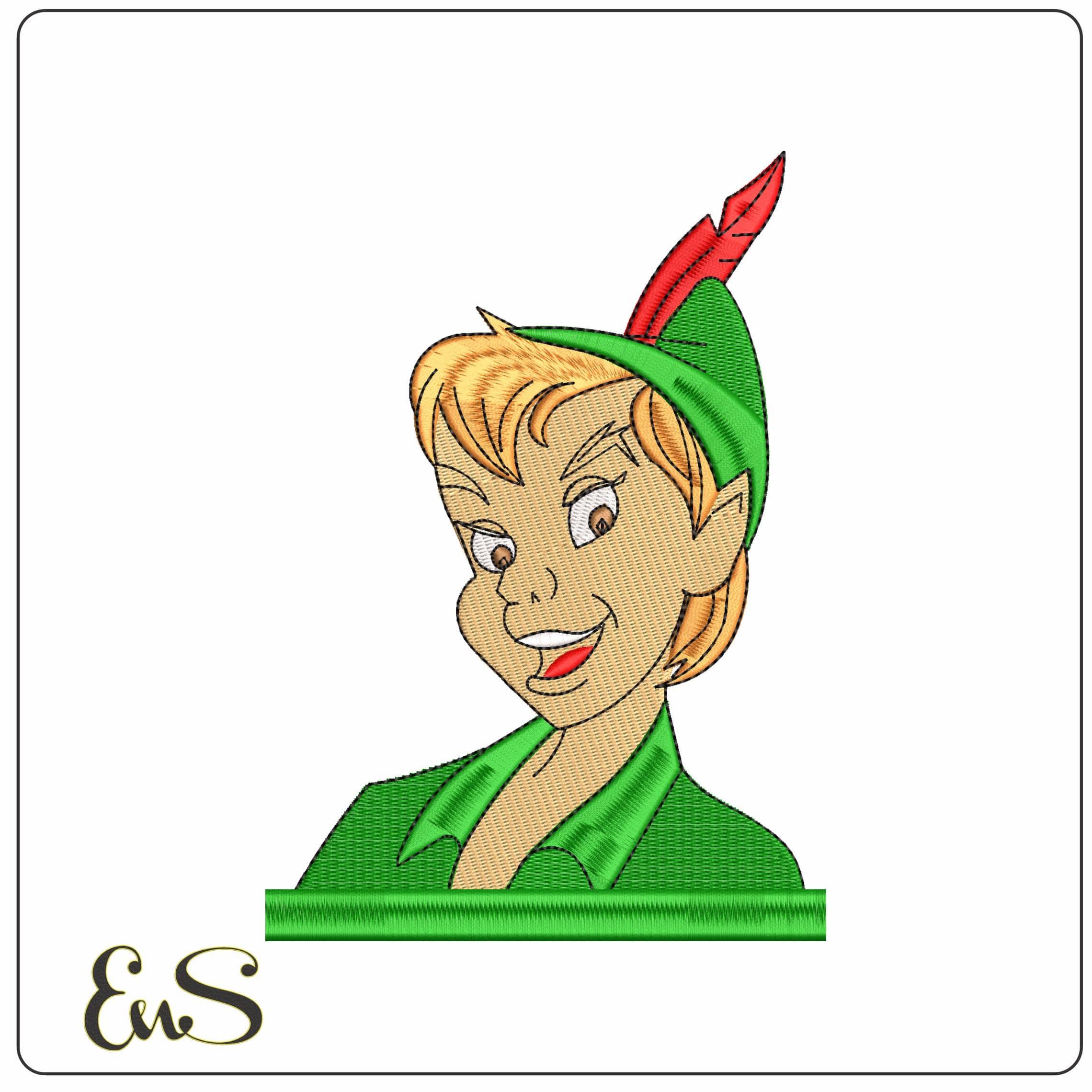 Peter Pan Head Peter Pan Cartoon - Elegant embroidery design file-instant download