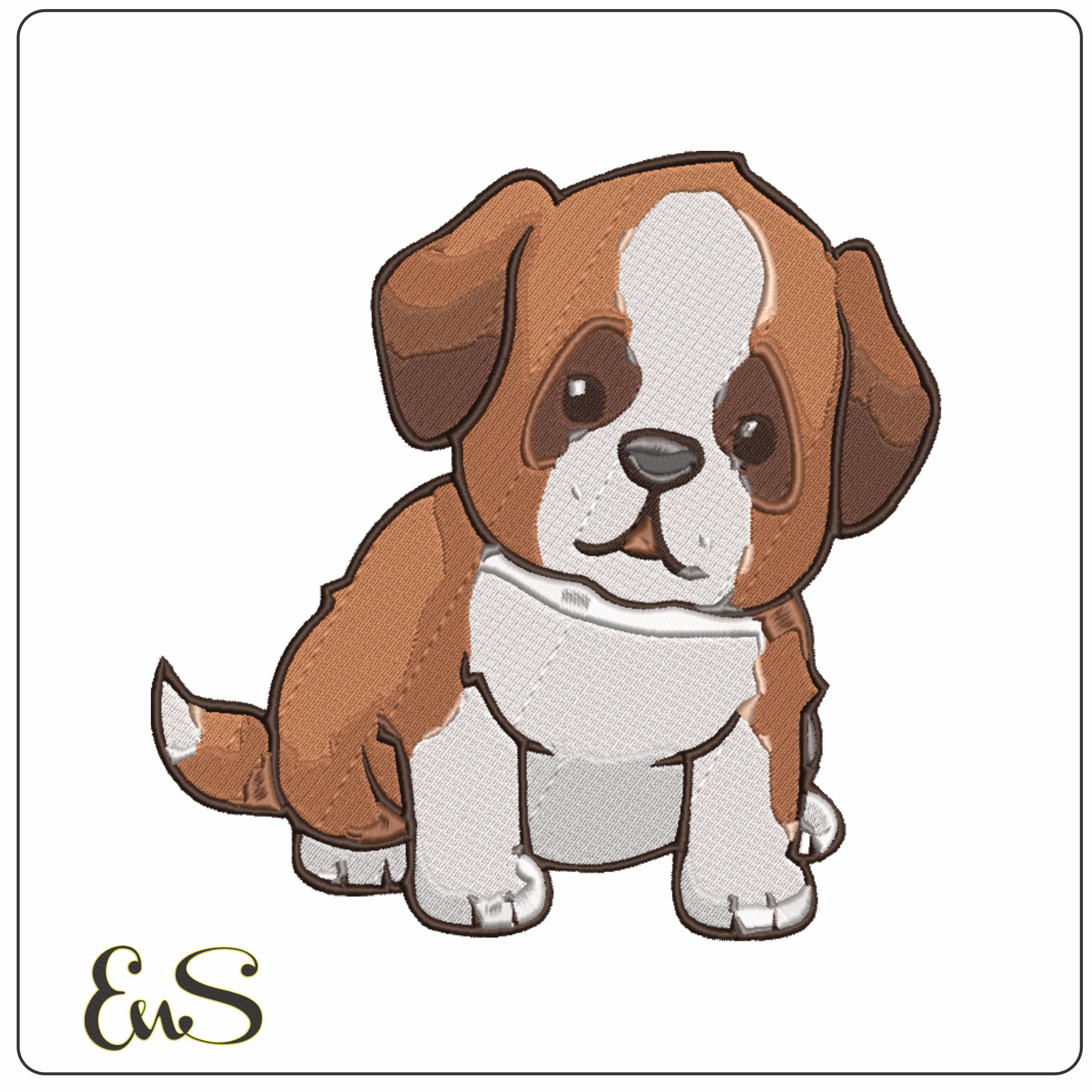 Cute brown Puppy embroidery design - Brown dog embroidery design machine pattern - Baby toddler infant embroidery file - instant download