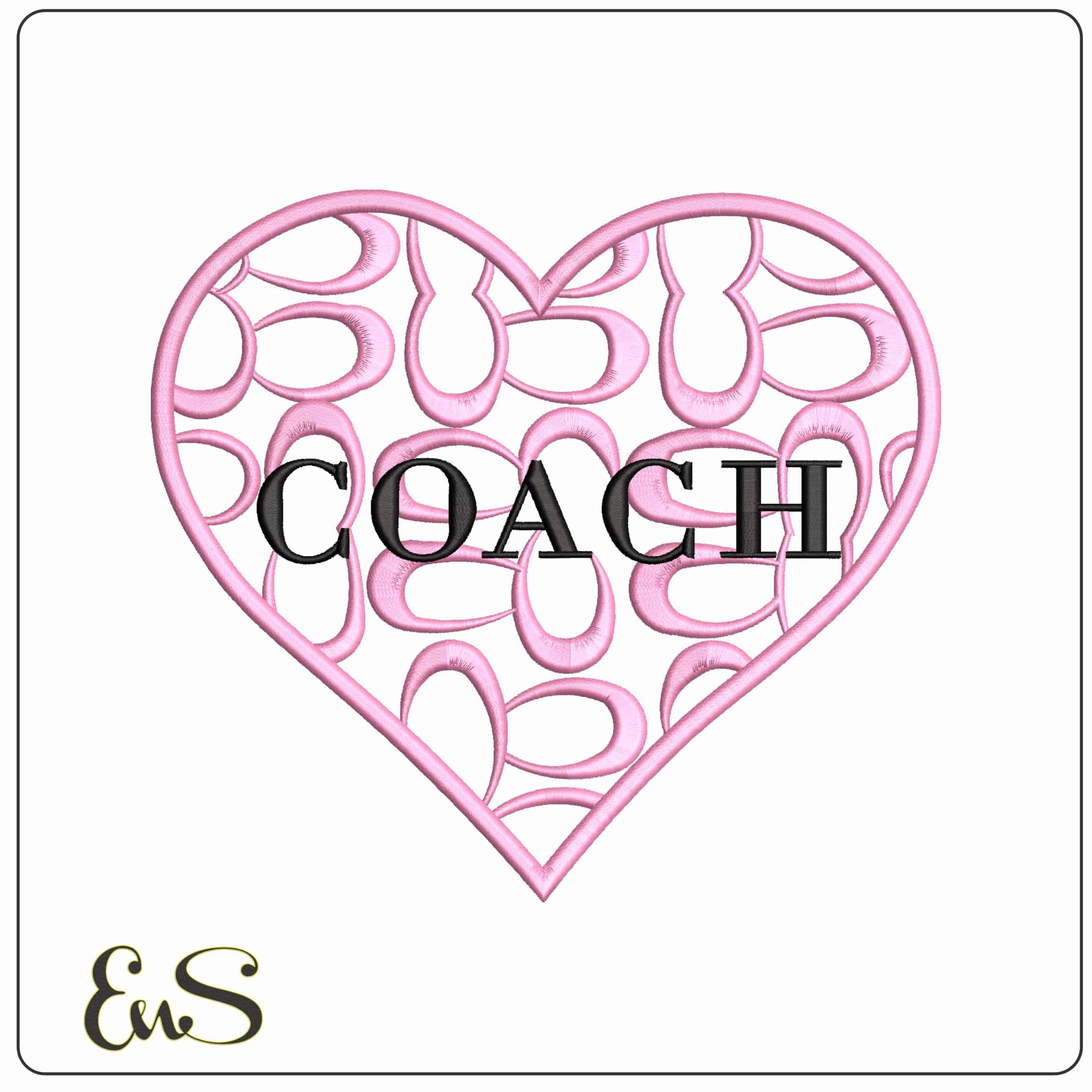 Pink Coach Heart - Elegant embroidery design file-instant download