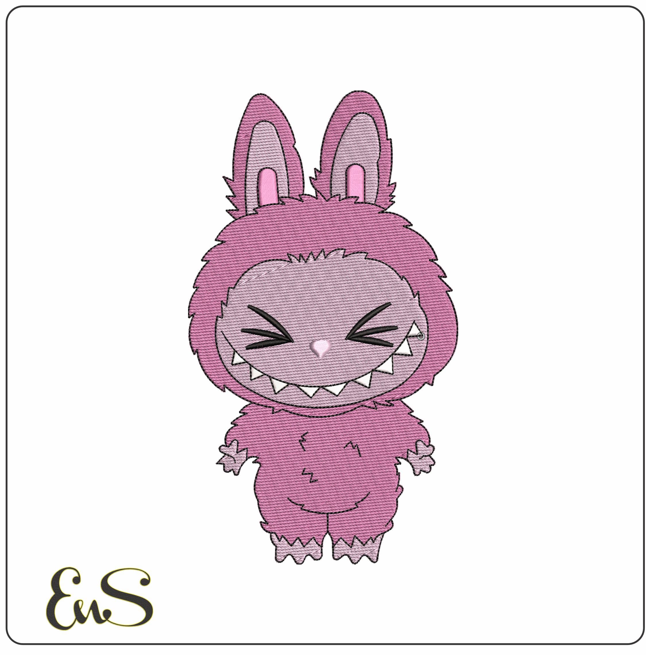 Pink Labubu whole - Elegant embroidery design file-instant download