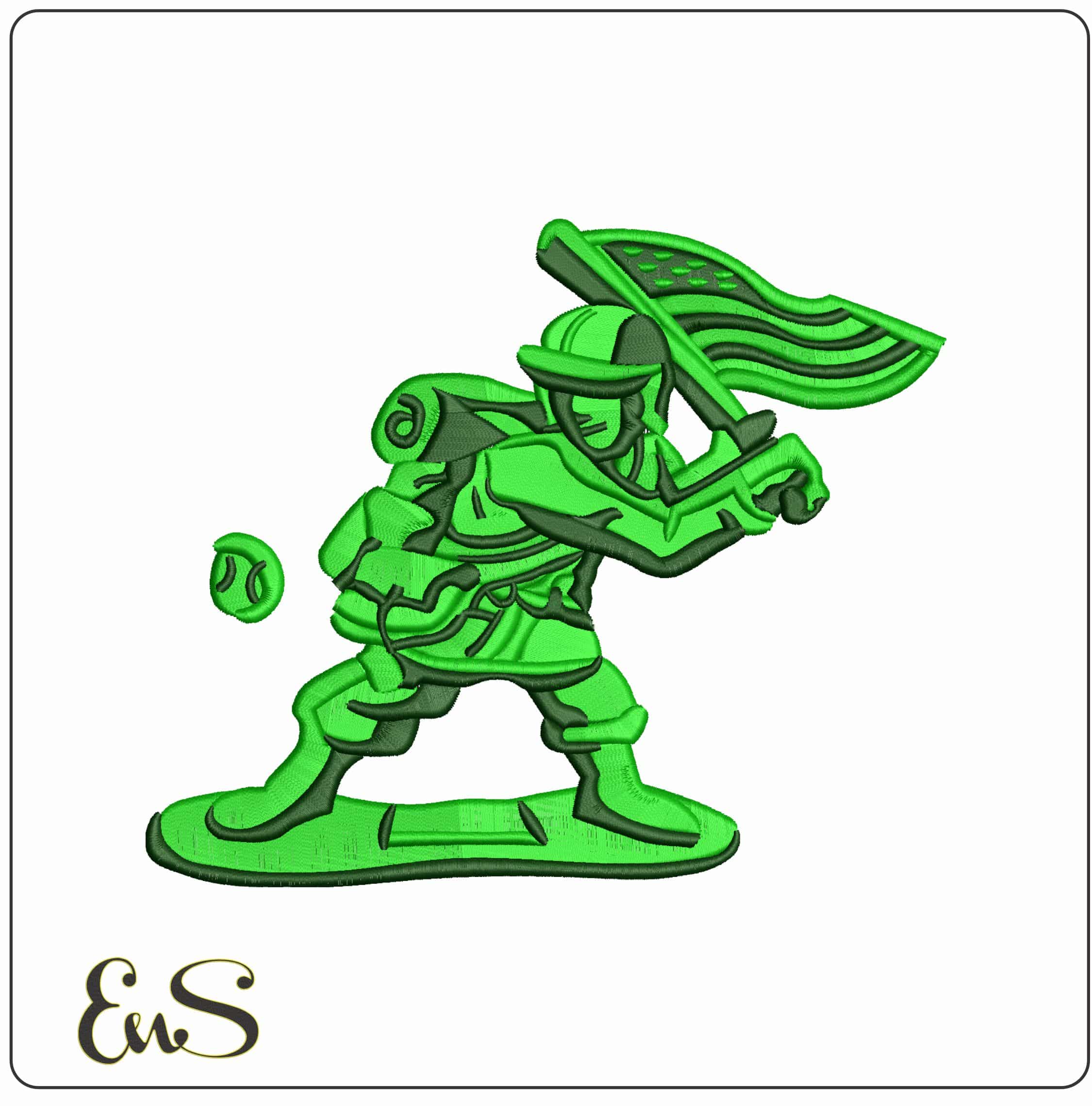 Plastic Soldier with Flag   - Elegant embroidery design file-instant download