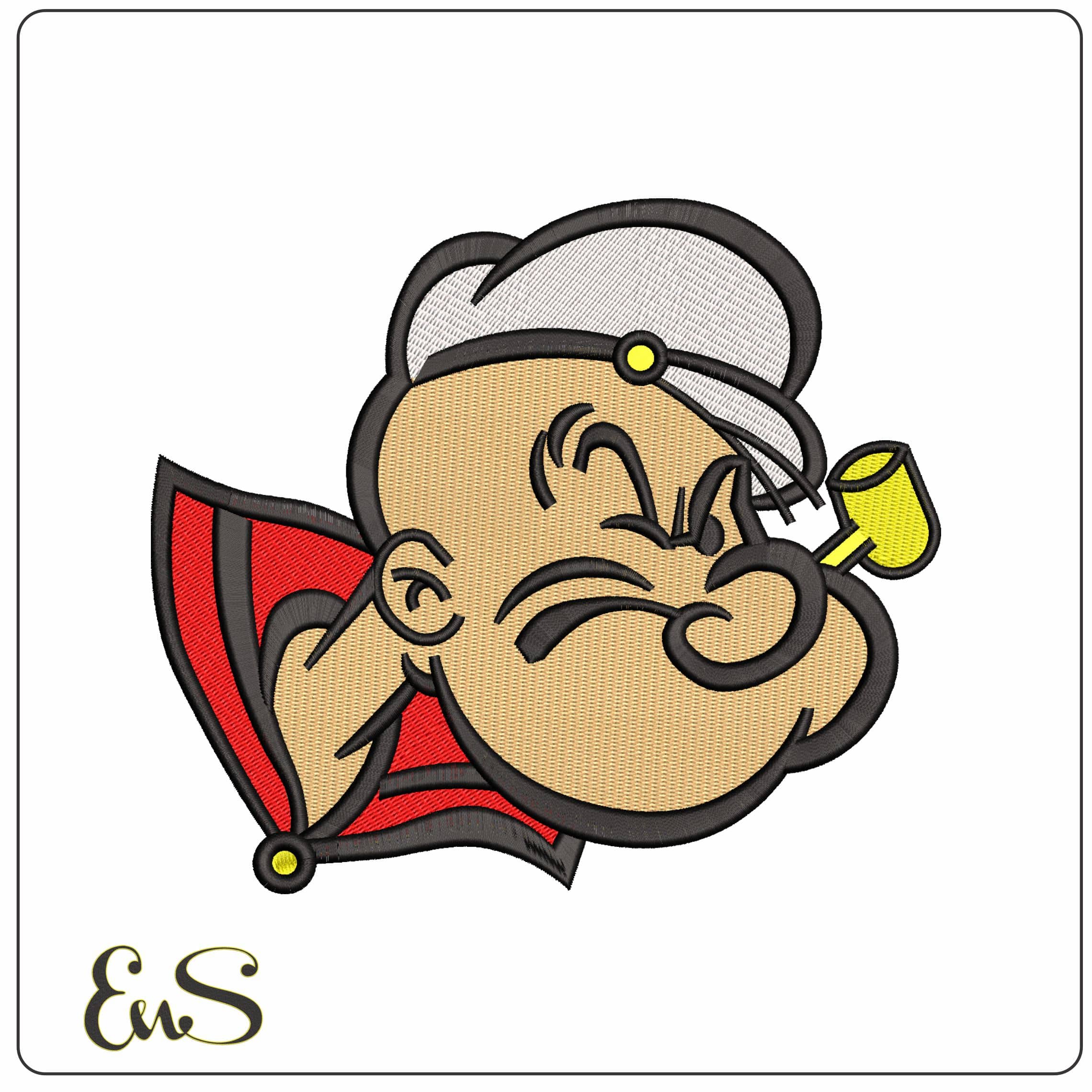 Popeye Head Cartoon - Elegant embroidery design file-instant download