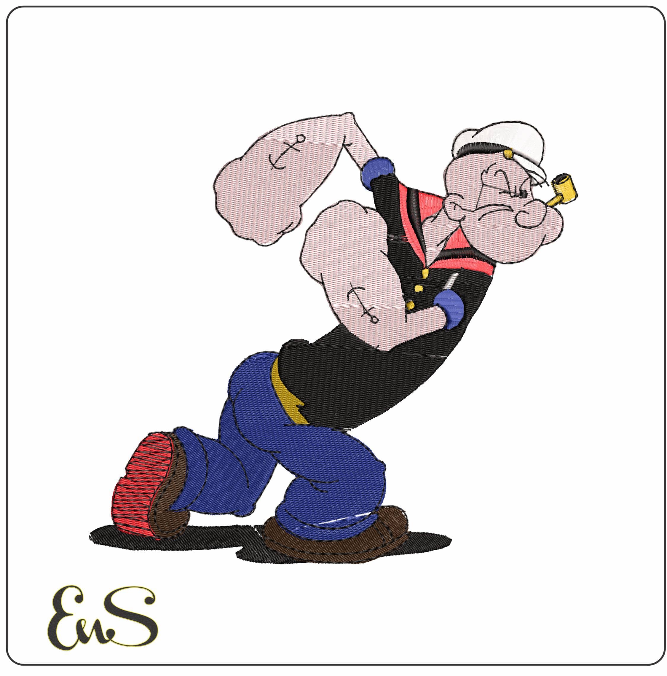 Popeye with Charging - Elegant embroidery design file-instant download