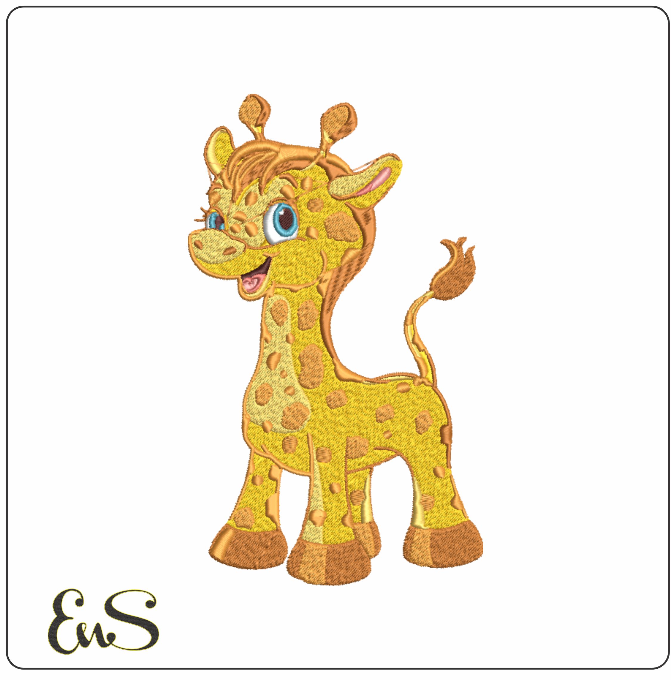 Giraffe embroidery design - Cartoon Giraffe embroidery design machine pattern - Baby toddler embroidery file - instant download in a frame