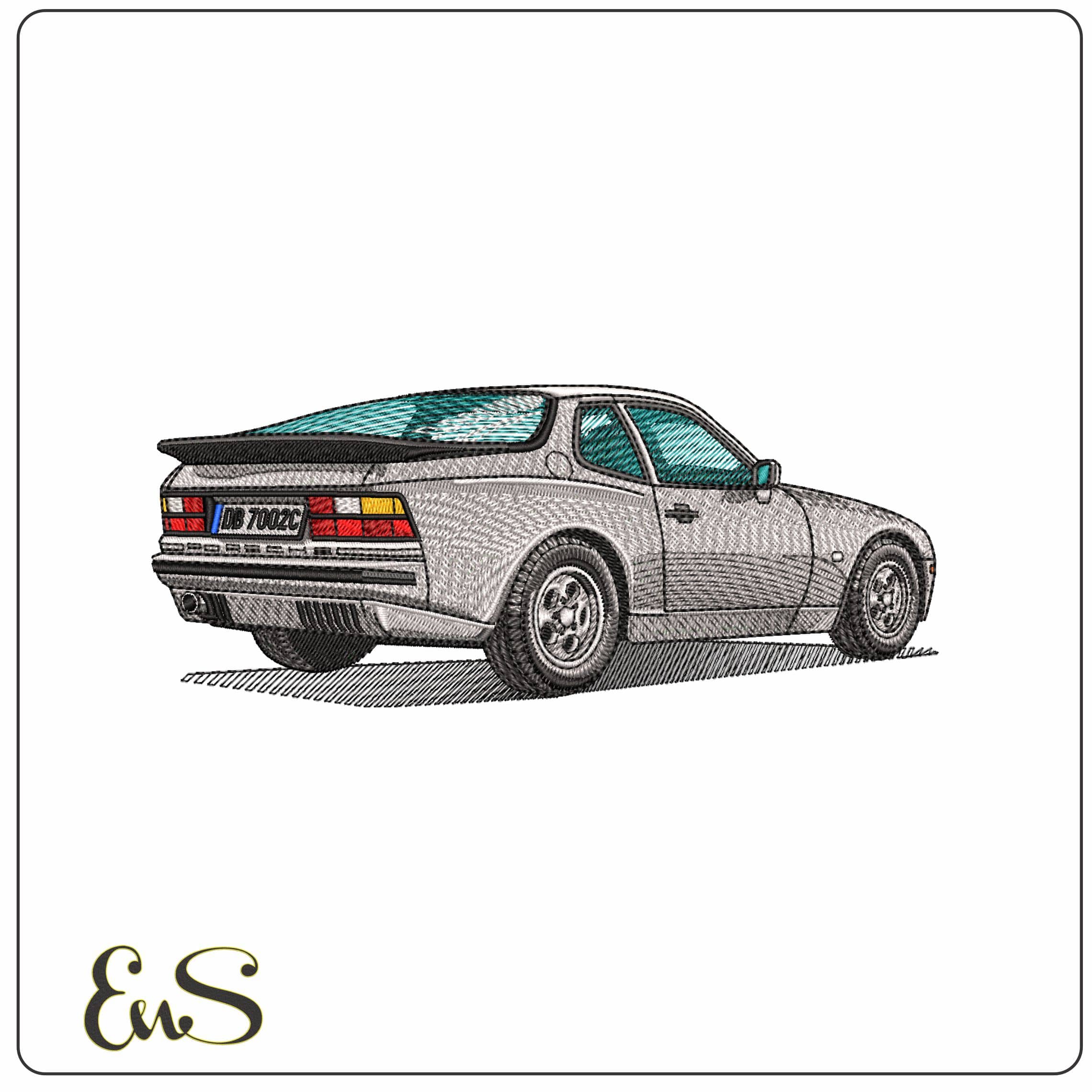 Porsche auto 944 - Elegant embroidery design file-instant download