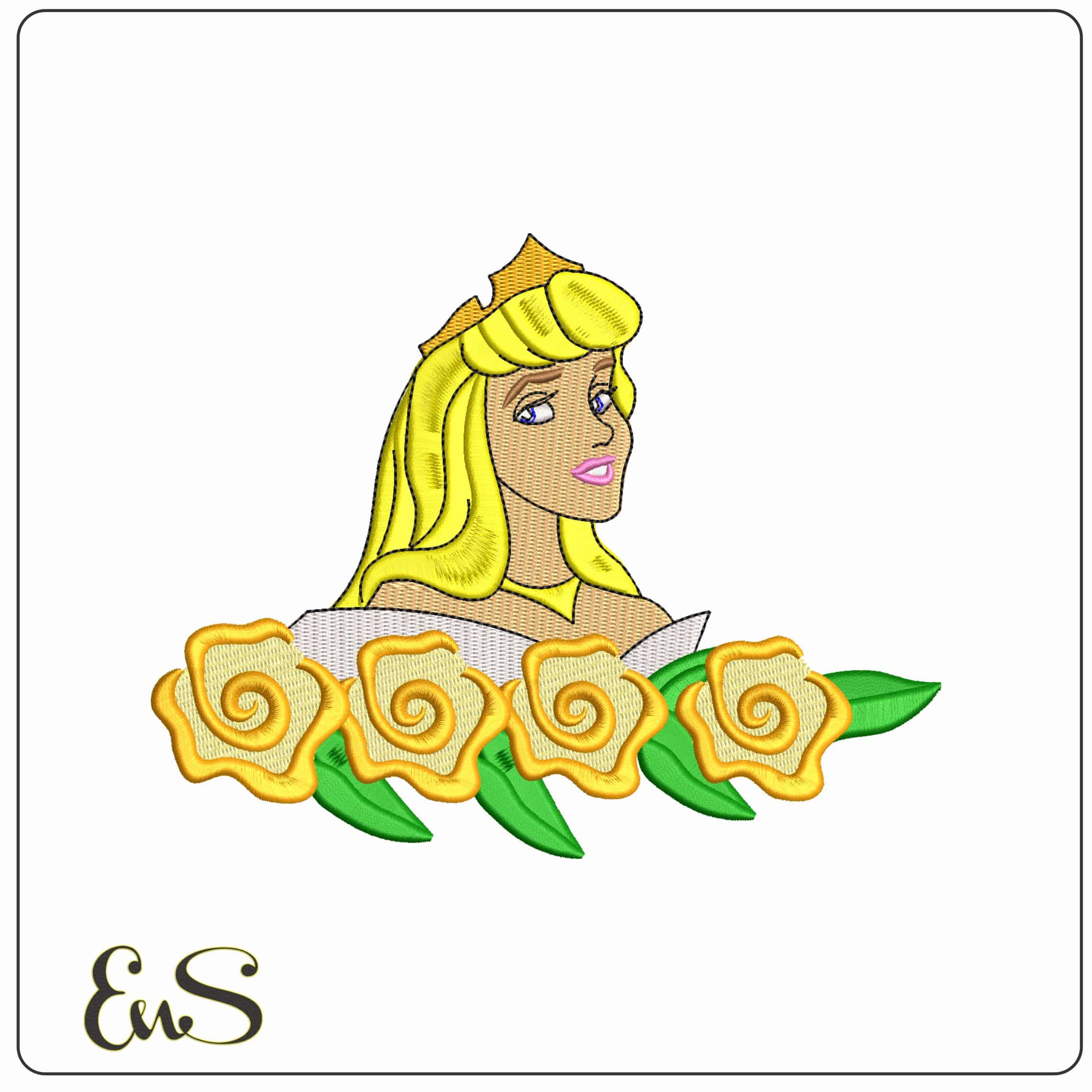 Princess Aurora with Flowers Sleeping Beauty Disney   - Elegant embroidery design file-instant download