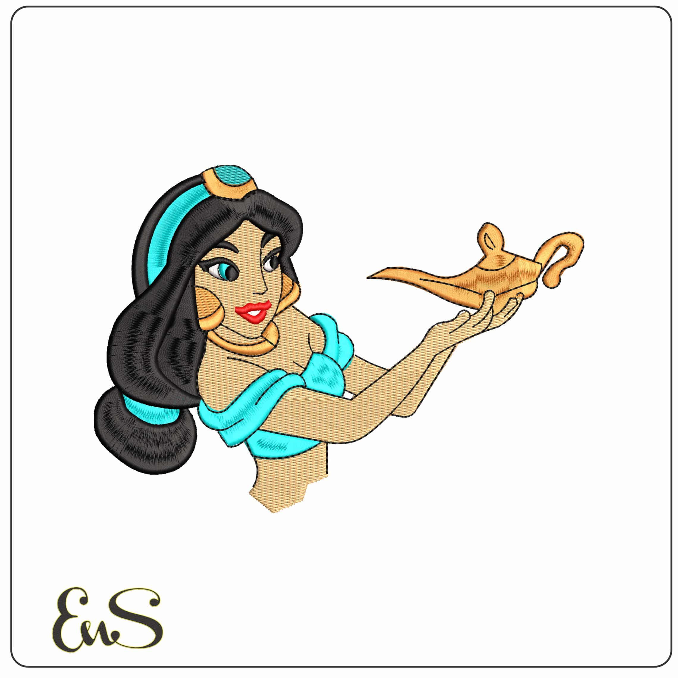 Princess Jasmin Body with the Lamp Aladin Disney   - Elegant embroidery design file-instant download