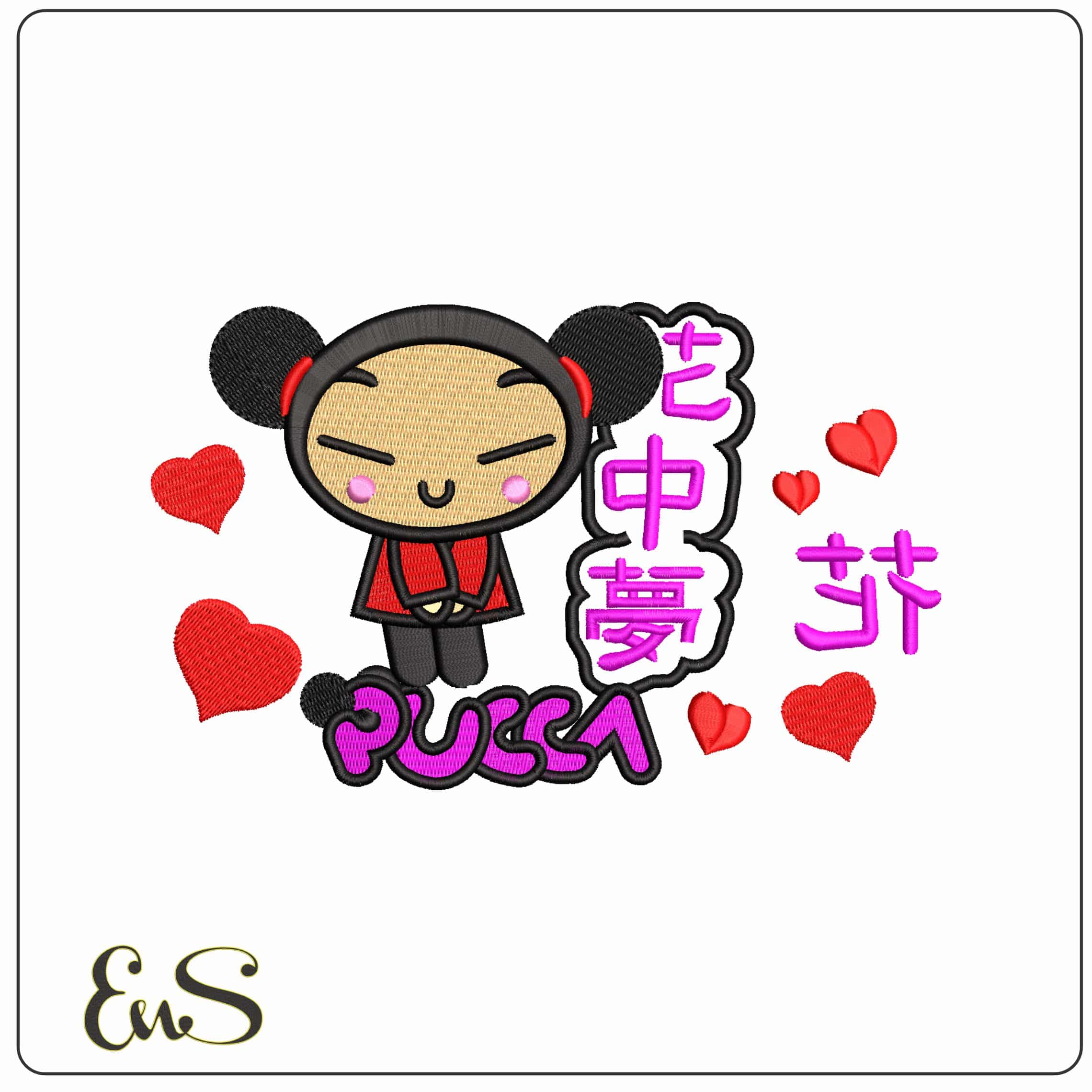 Pucca love hearts Inside Dreams Anime   - Elegant embroidery design file-instant download