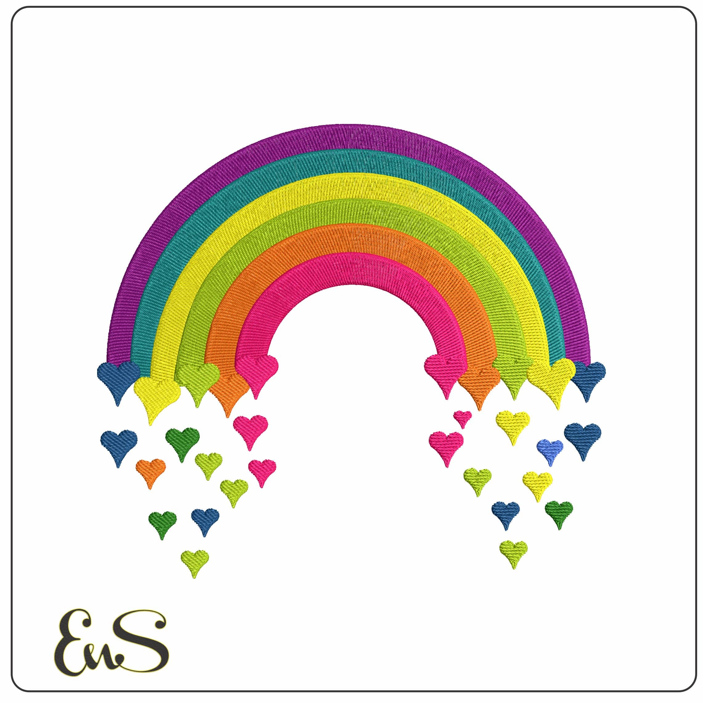 Rainbow with Hearts   - Elegant embroidery design file-instant download