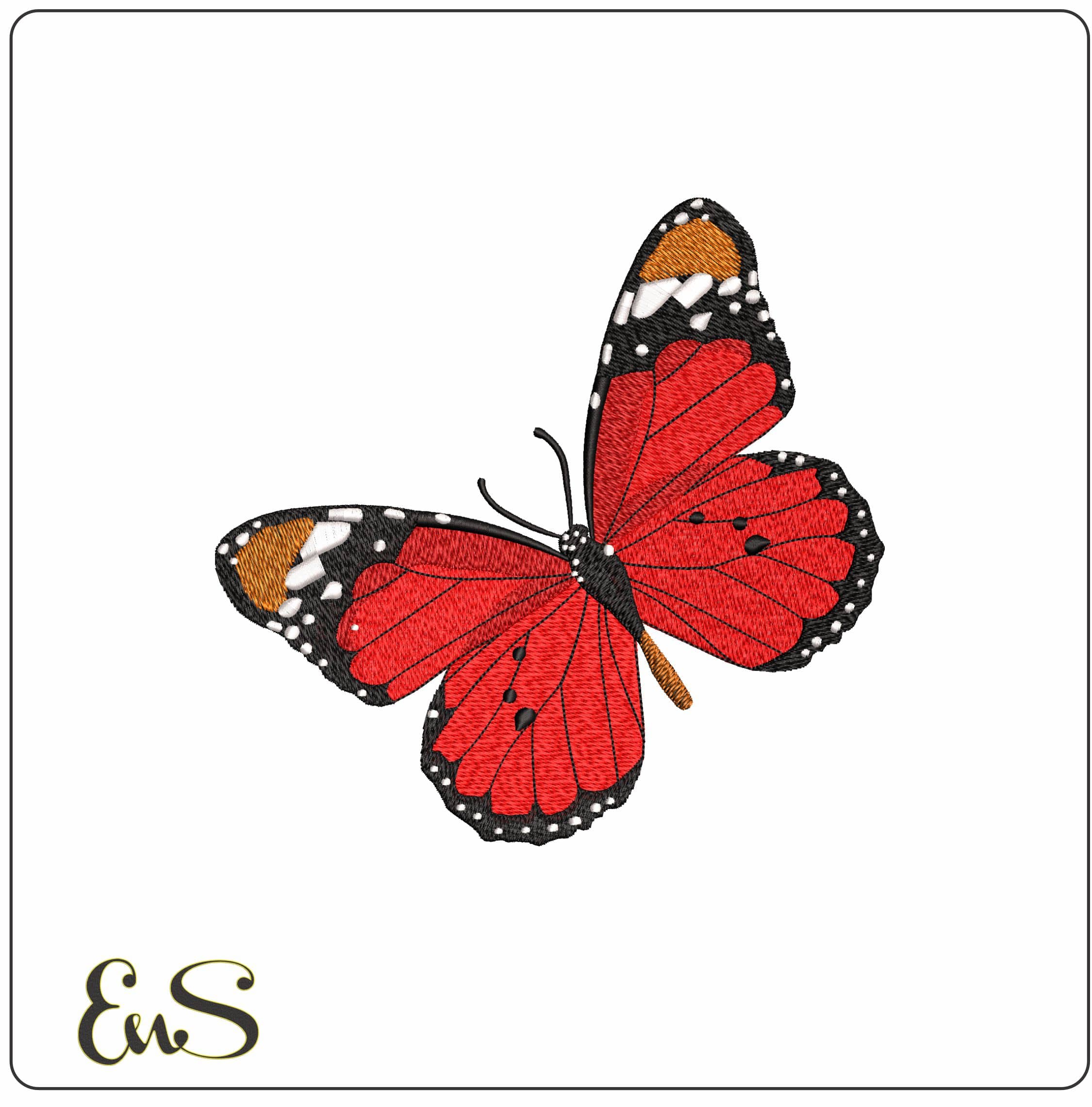 Red Butterfly   - Elegant embroidery design file-instant download