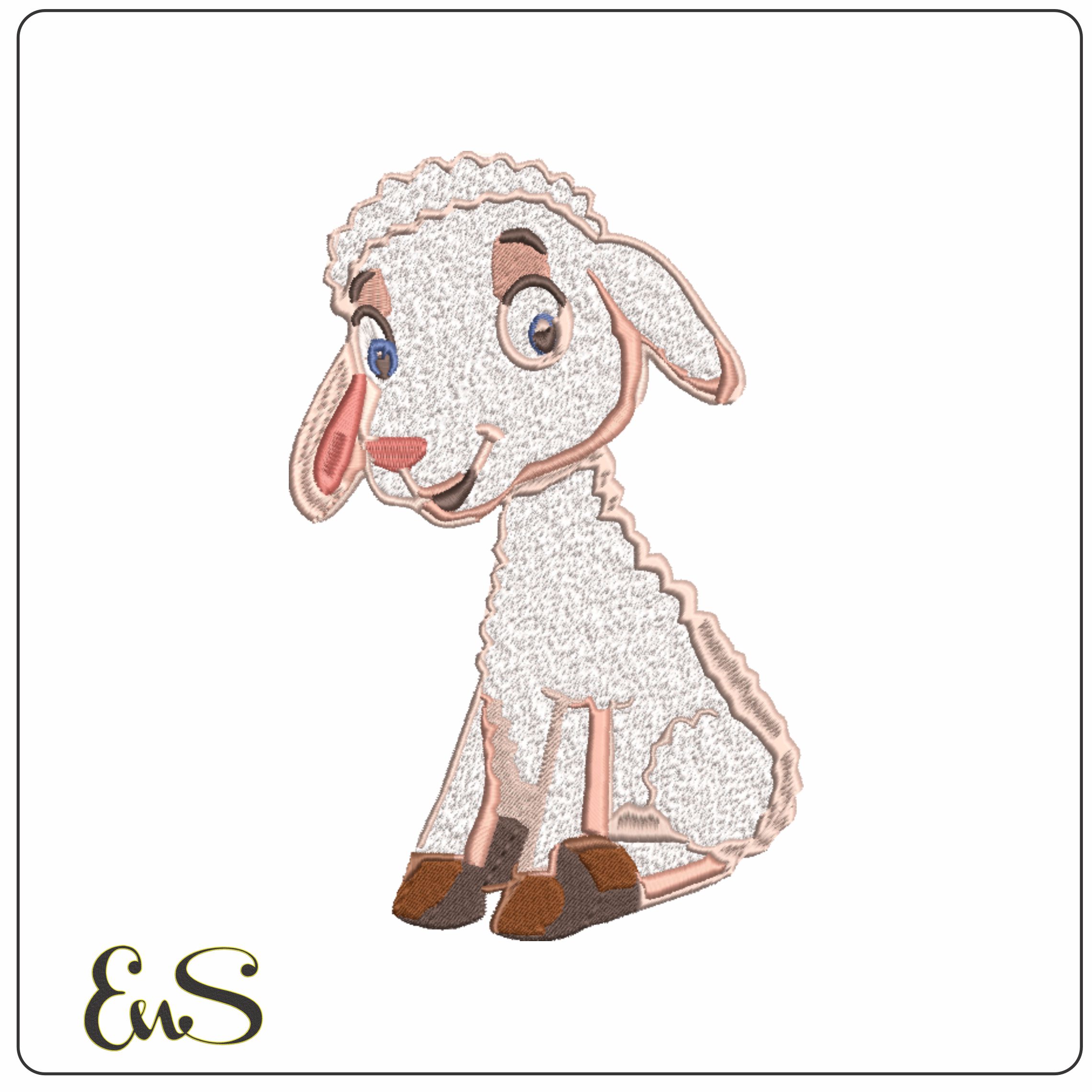 Lamb embroidery design - Cartoon Lamb sheep embroidery design machine pattern - Baby toddler embroidery file - instant download in a frame