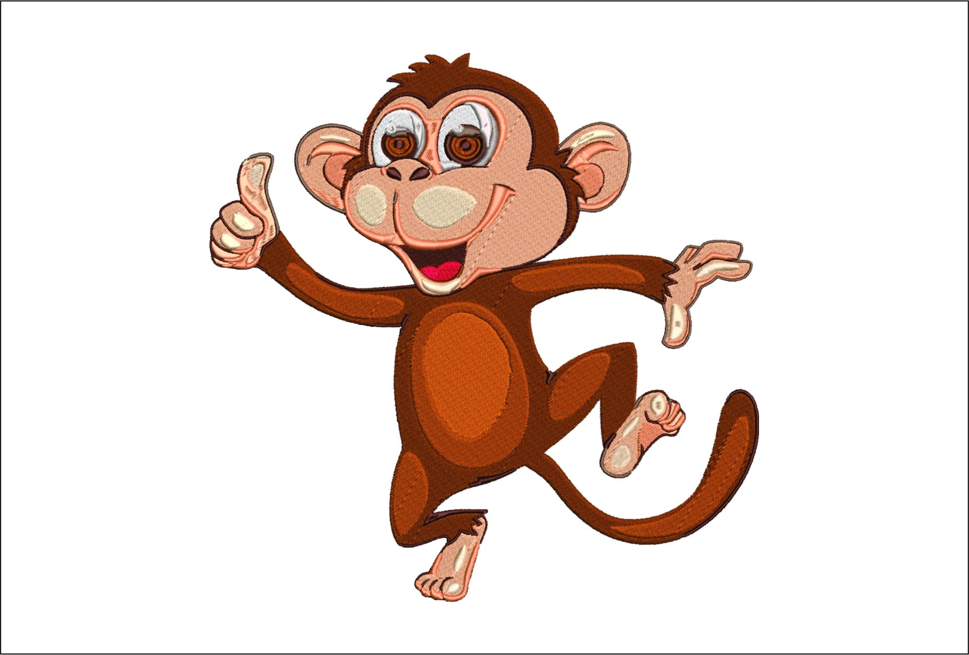Monkey embroidery design - Cartoon Monkey embroidery design machine pattern - Baby toddler embroidery file - instant download in a frame