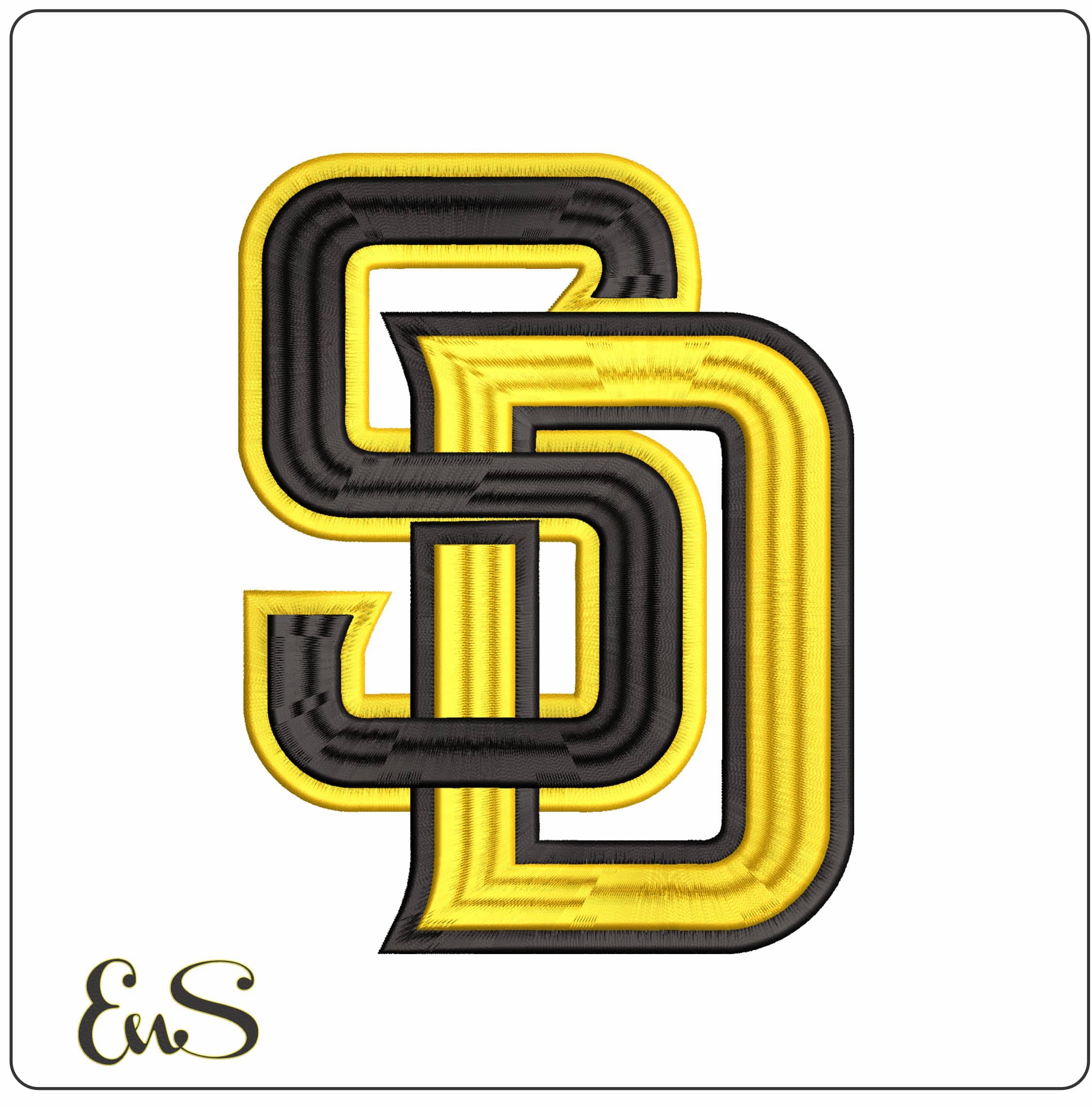 SD Black and Gold San Diego MLB - Elegant embroidery design file-instant download