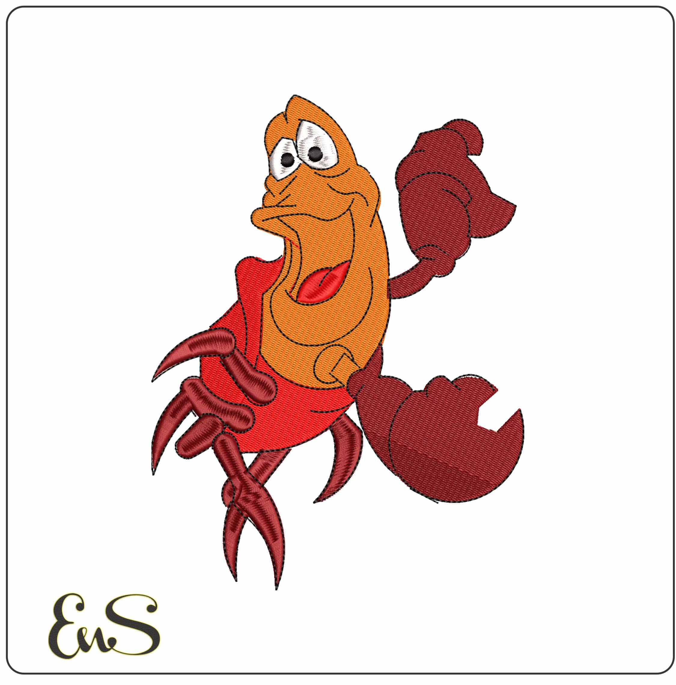 Sebastian the Crab The Little Mermaid - Elegant embroidery design file-instant download