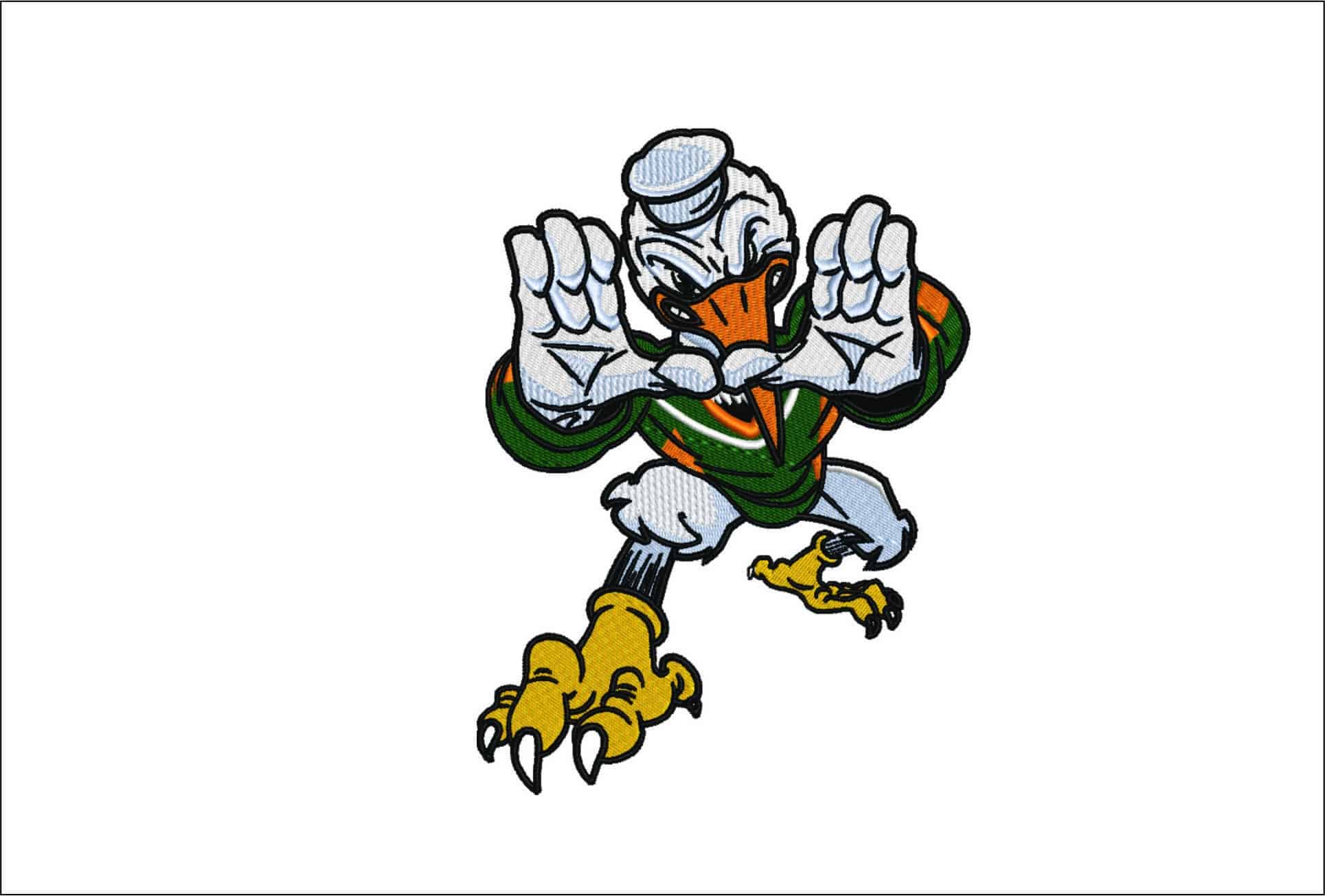 Sebastian the Ibis Miami Hurricanes  - Elegant embroidery design file-instant download