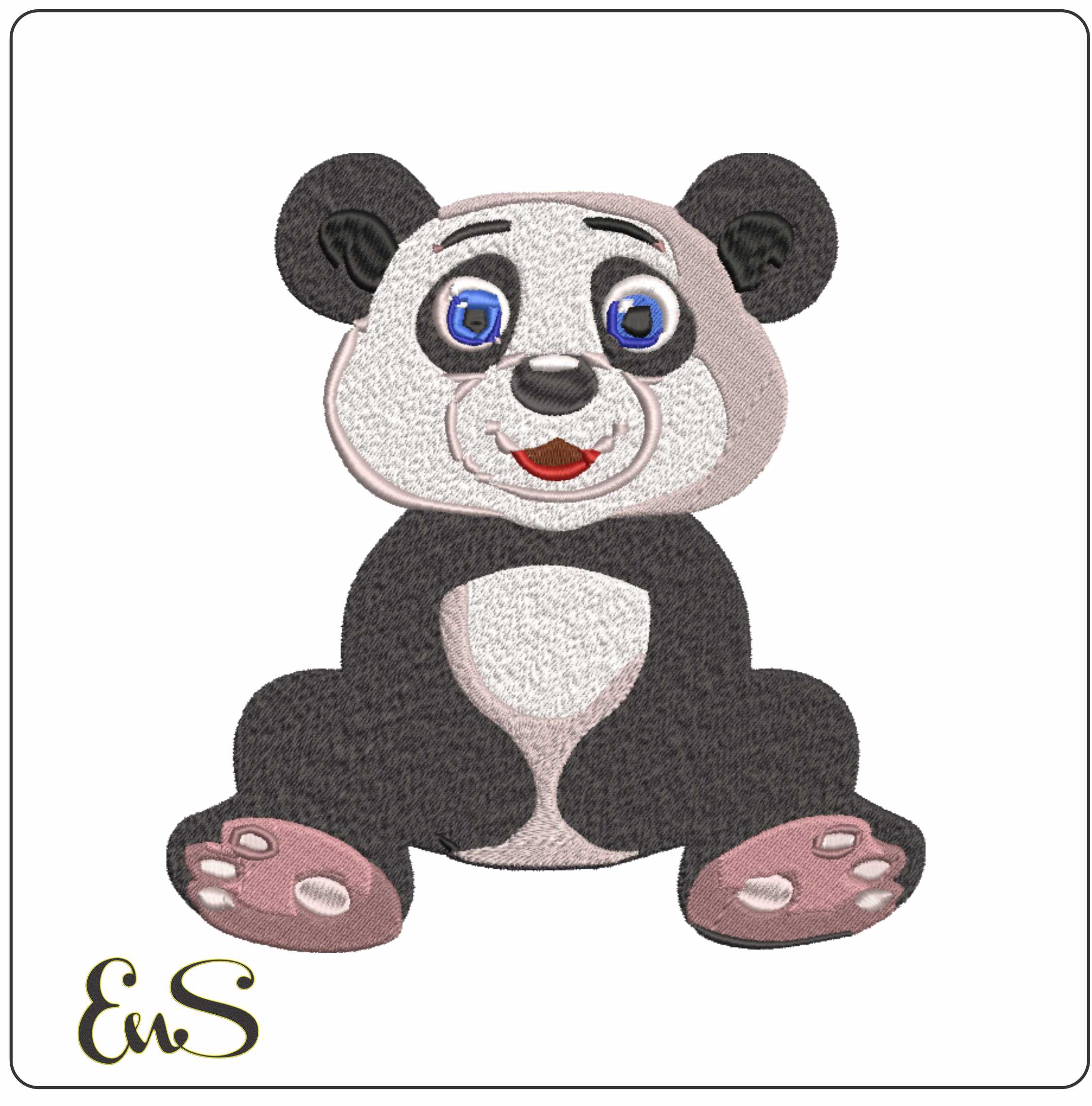 Panda embroidery design - Cartoon Panda embroidery design machine pattern Baby toddler embroidery file - instant download in a frame