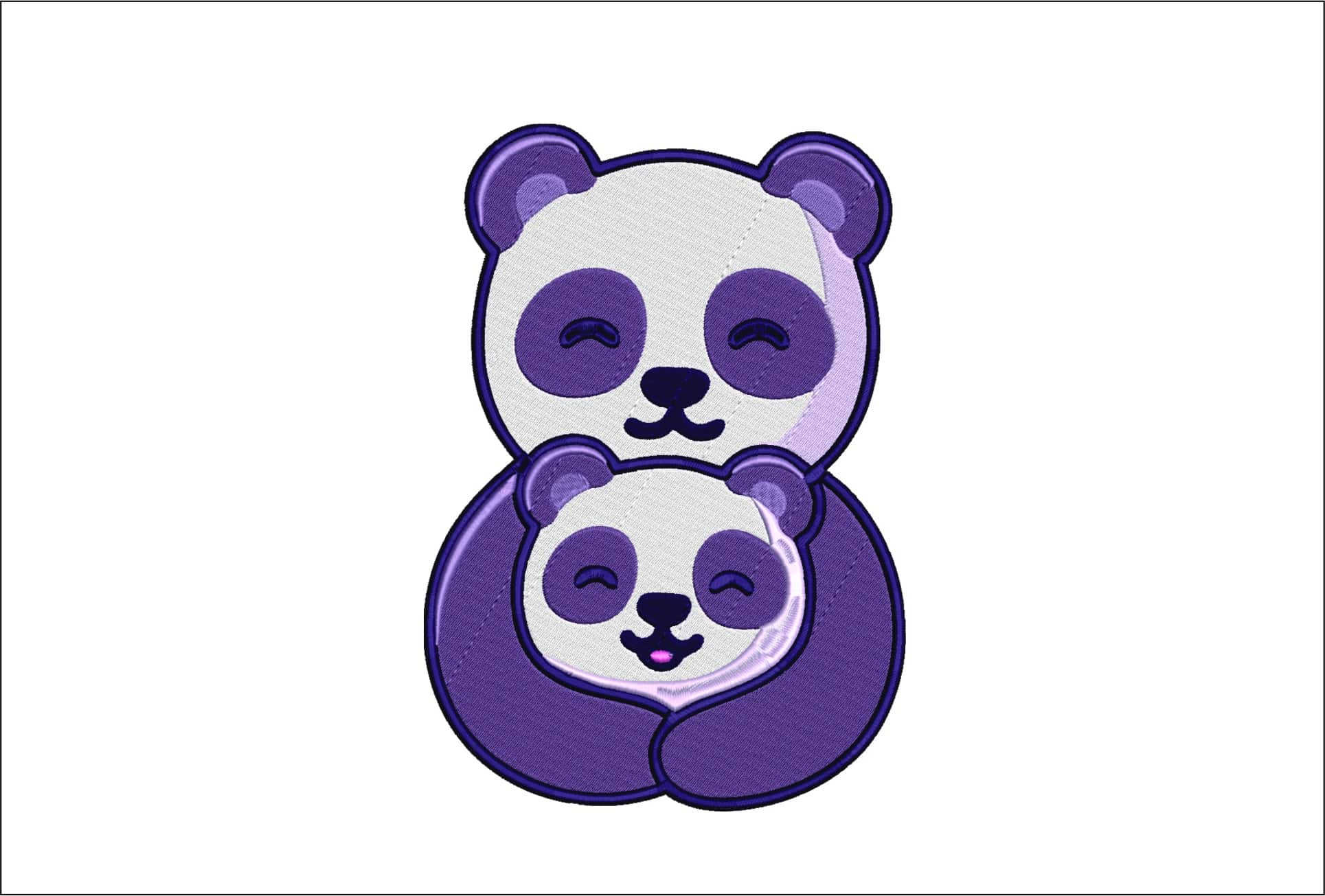 Panda Cuddle embroidery design - Cartoon Panda embroidery design machine pattern Baby toddler embroidery file instant download in a frame